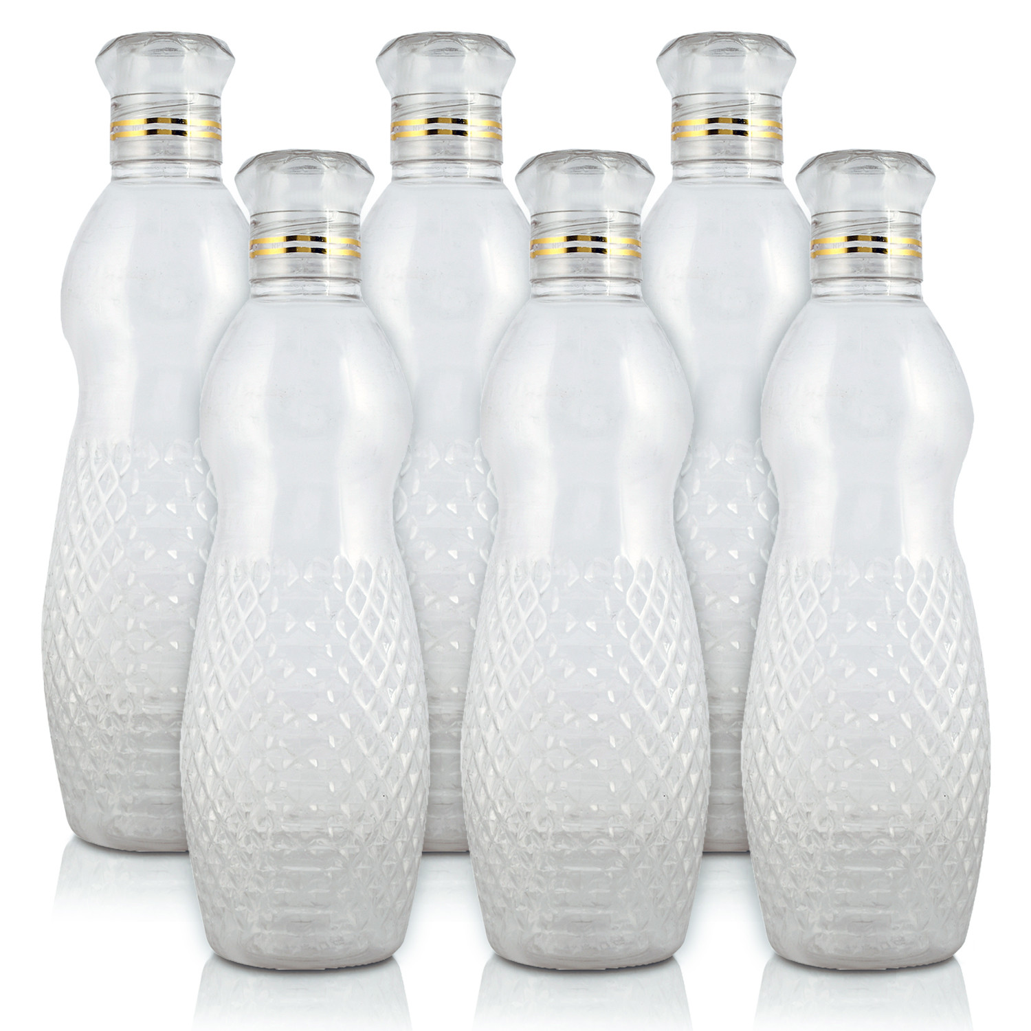 Kuber Industries Plastic Crystal Design Water Bottle For Home & Traveling, 1Ltr. (Transparent) 54KM4301