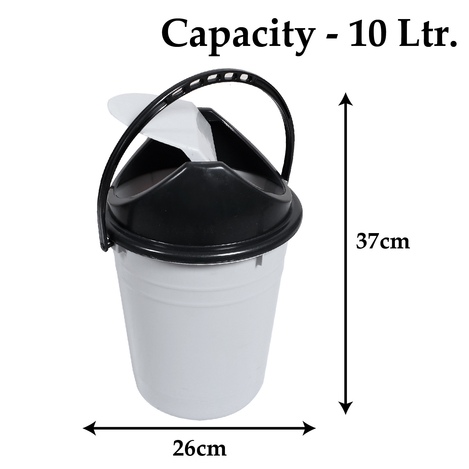 Kuber Industries Plastic Dustbin with Swinging Lid|Portable Garbage Basket & Round Trash Can for Home,Kitchen,Office,College,10 Ltr (Gray)