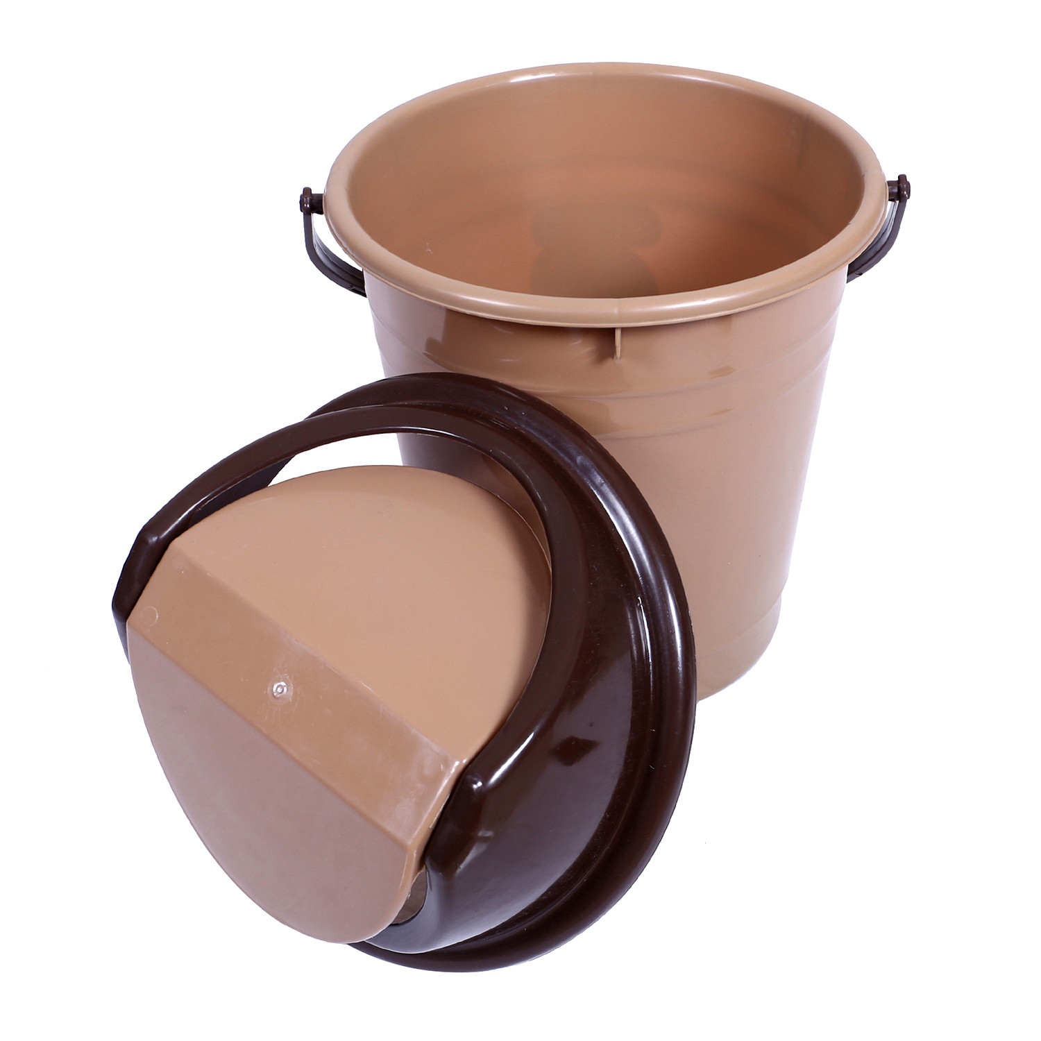 Kuber Industries Plastic Dustbin with Swinging Lid|Portable Garbage Basket & Round Trash Can for Home,Kitchen,Office,College,10 Ltr (Coffee)