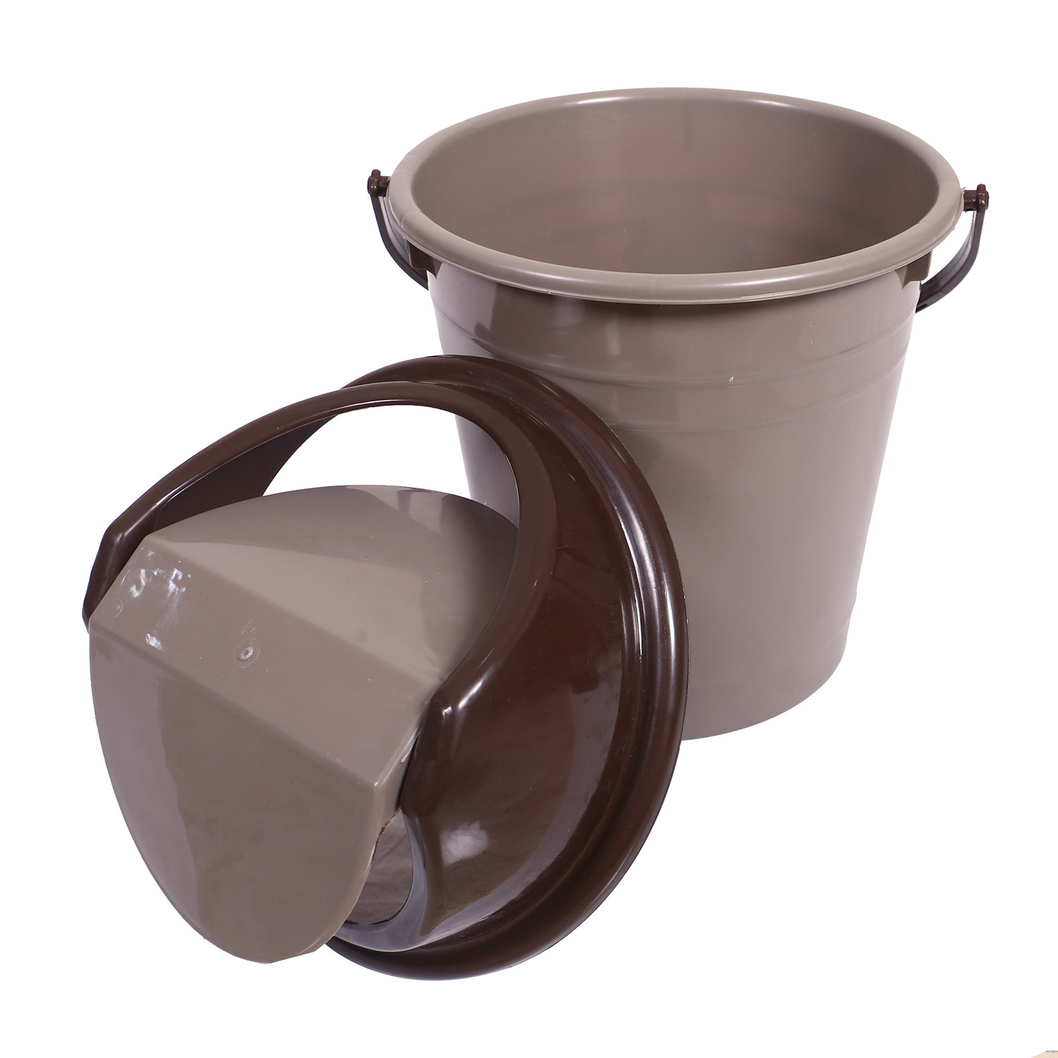 Kuber Industries Plastic Dustbin with Swinging Lid|Portable Garbage Basket & Round Trash Can for Home,Kitchen,Office,College,10 Ltr (Brown)