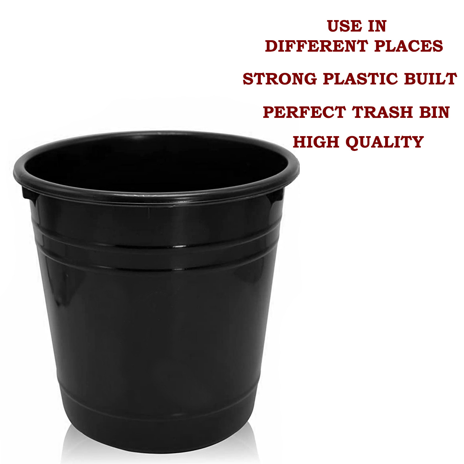 Kuber Industries Plastic Dustbin|Portable Garbage Basket & Round Trash Can for Home,Kitchen,Office,College,5 Ltr.(Black)