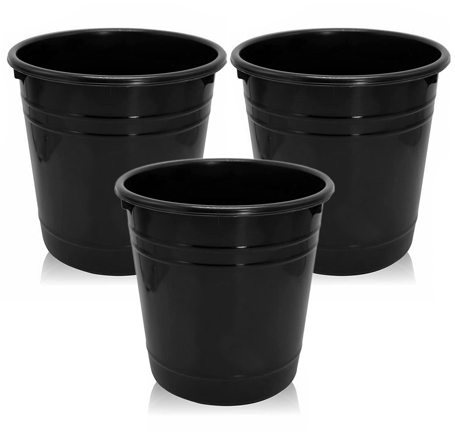 Kuber Industries Plastic Dustbin|Portable Garbage Basket & Round Trash Can for Home,Kitchen,Office,College,5 Ltr.(Black)