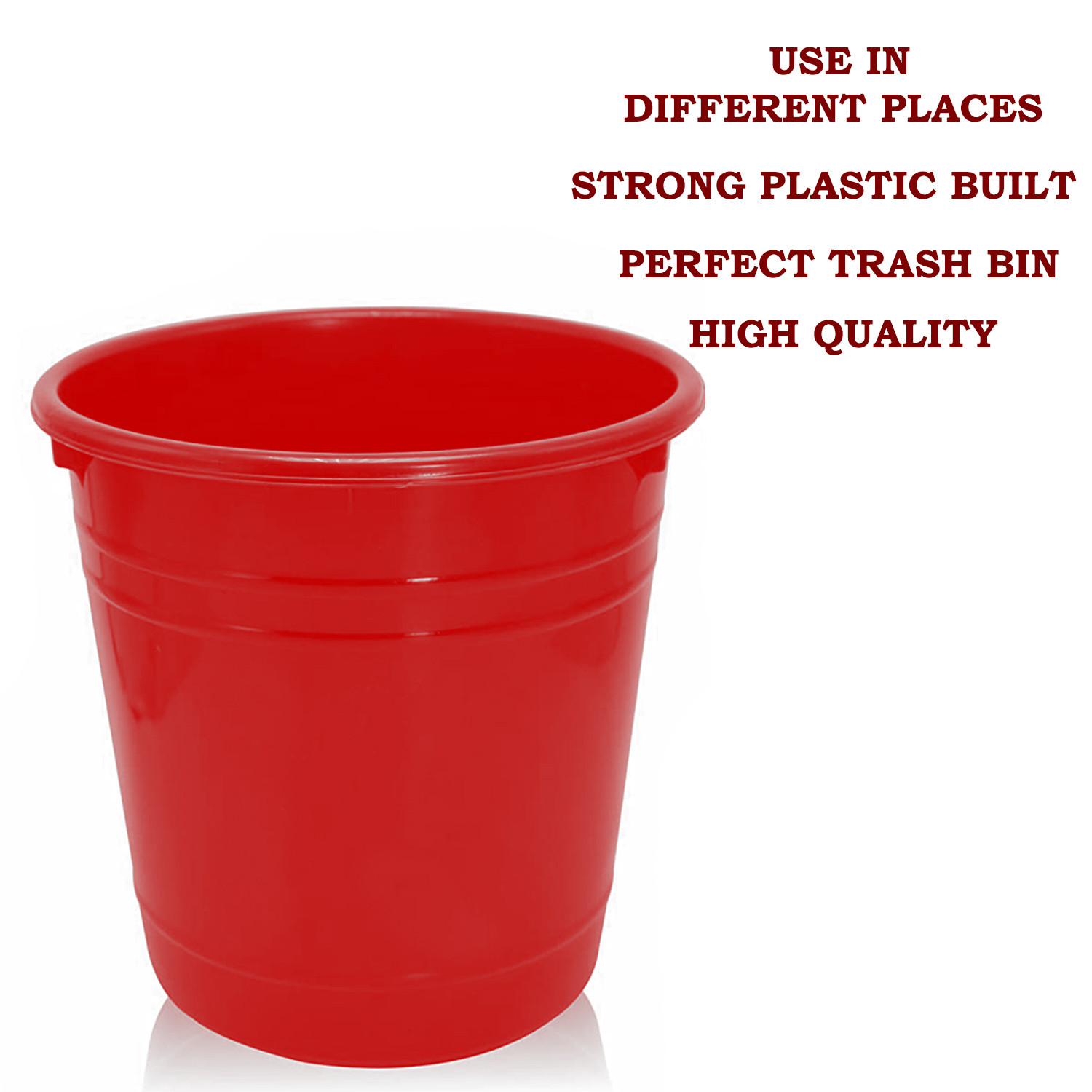 Kuber Industries Plastic Dustbin|Portable Garbage Basket & Round Trash Can for Home,Kitchen,Office,College,5 Ltr.(Red)