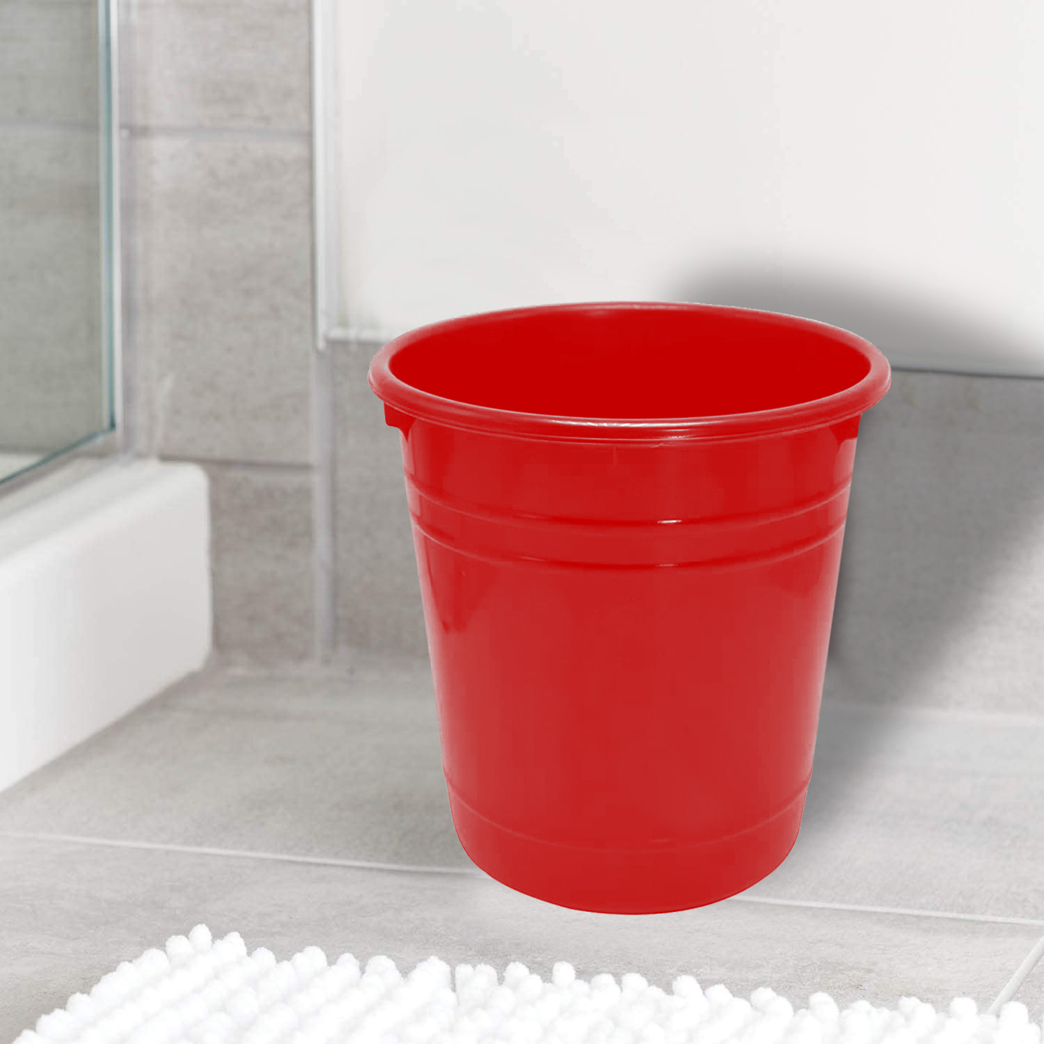 Kuber Industries Plastic Dustbin|Portable Garbage Basket & Round Trash Can for Home,Kitchen,Office,College,5 Ltr.(Red)