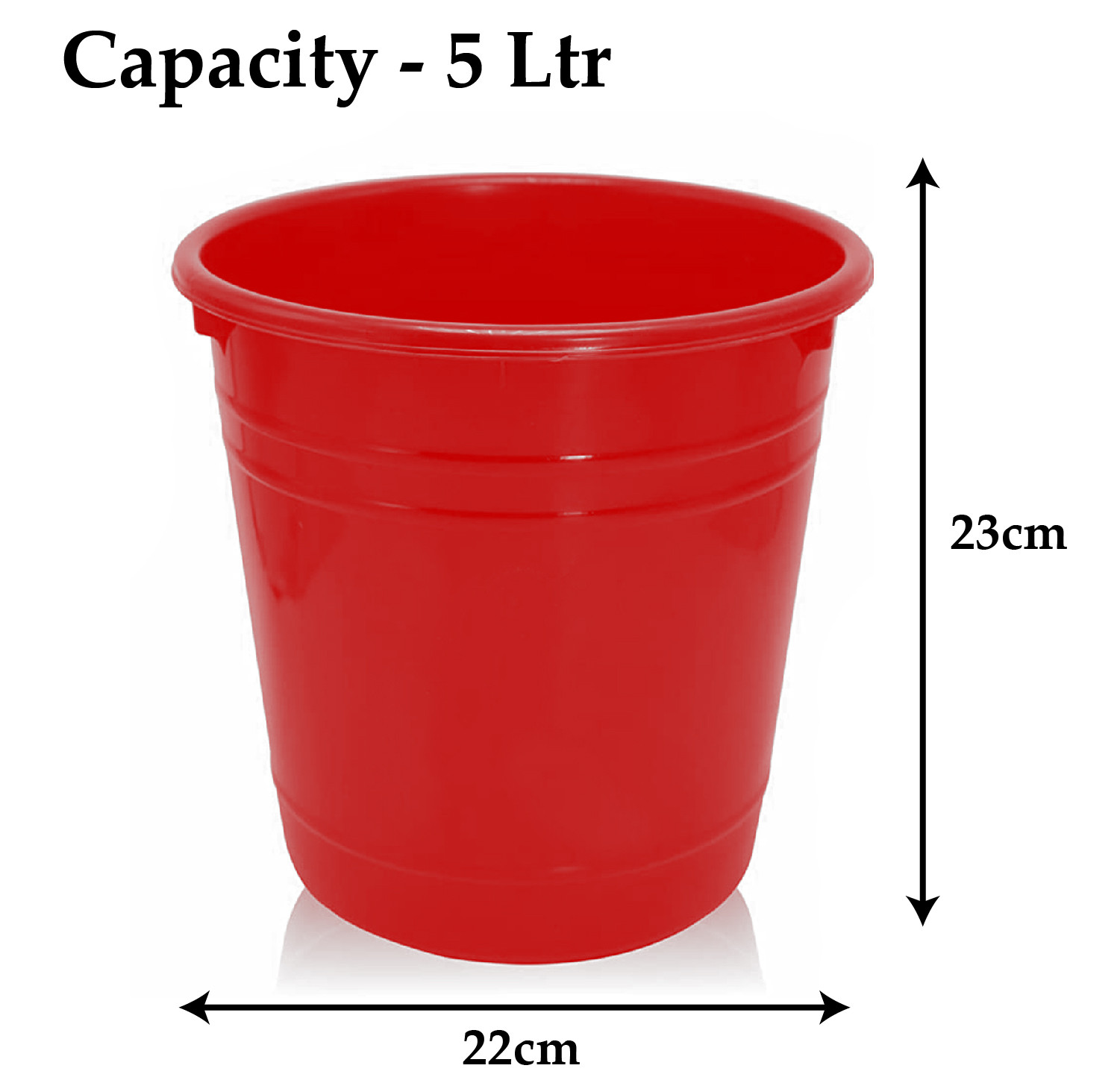 Kuber Industries Plastic Dustbin|Portable Garbage Basket & Round Trash Can for Home,Kitchen,Office,College,5 Ltr.(Red)