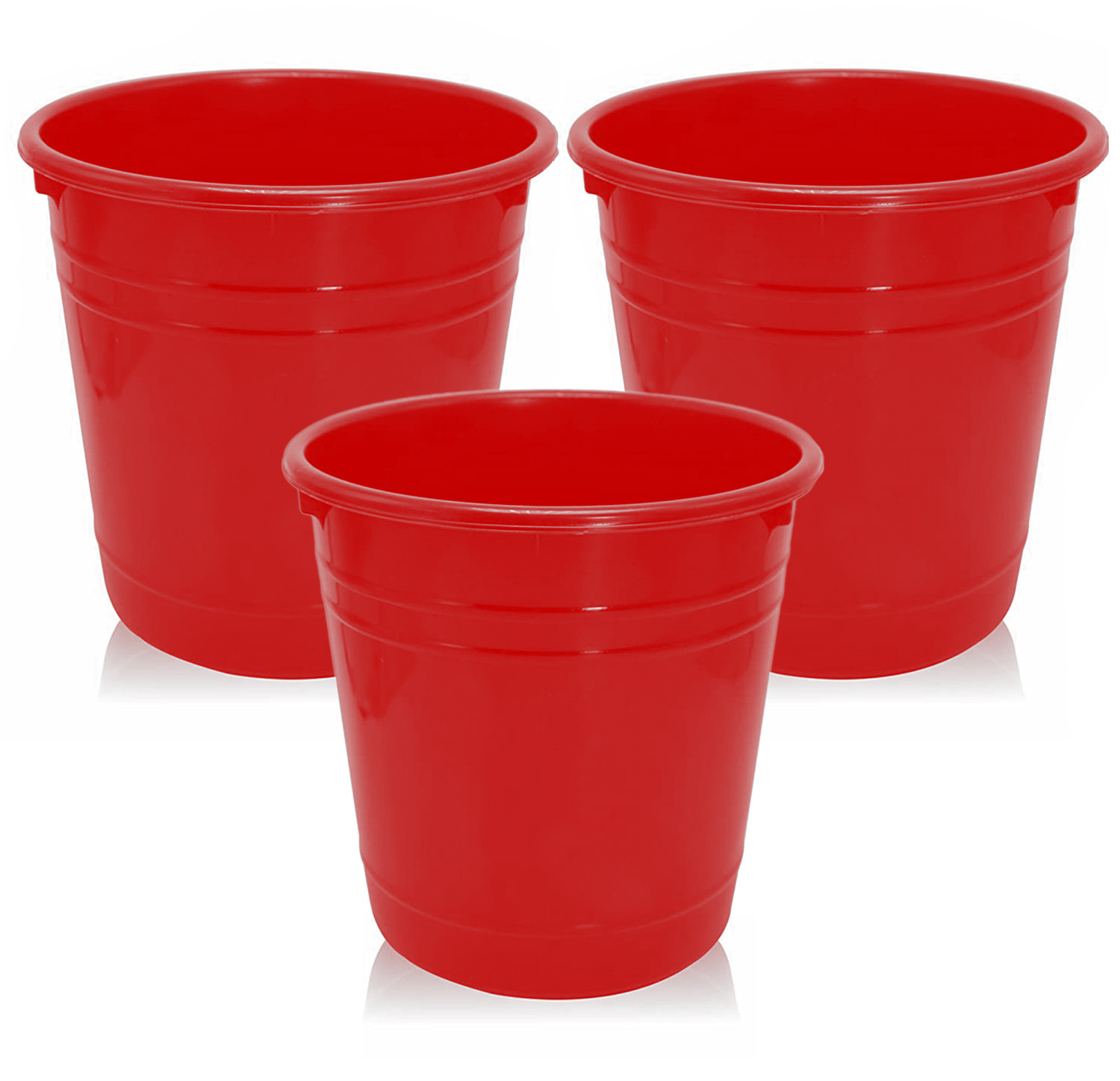 Kuber Industries Plastic Dustbin|Portable Garbage Basket & Round Trash Can for Home,Kitchen,Office,College,5 Ltr.(Red)
