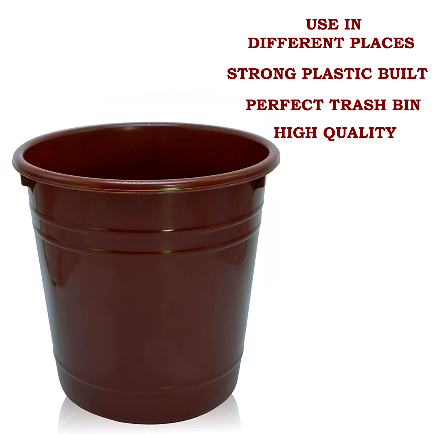 Kuber Industries Plastic Dustbin|Portable Garbage Basket & Round Trash Can for Home,Kitchen,Office,College,5 Ltr.(Brown)