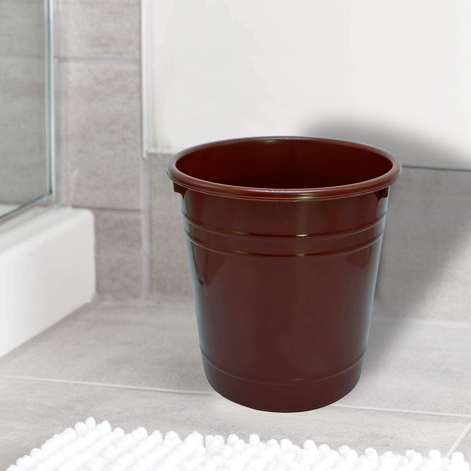 Kuber Industries Plastic Dustbin|Portable Garbage Basket & Round Trash Can for Home,Kitchen,Office,College,5 Ltr.(Brown)