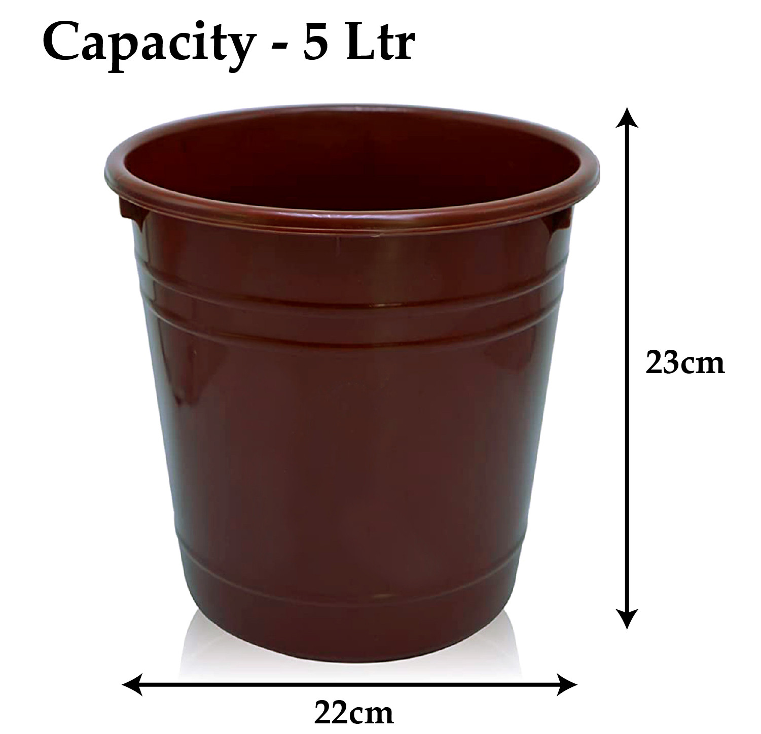 Kuber Industries Plastic Dustbin|Portable Garbage Basket & Round Trash Can for Home,Kitchen,Office,College,5 Ltr.(Brown)