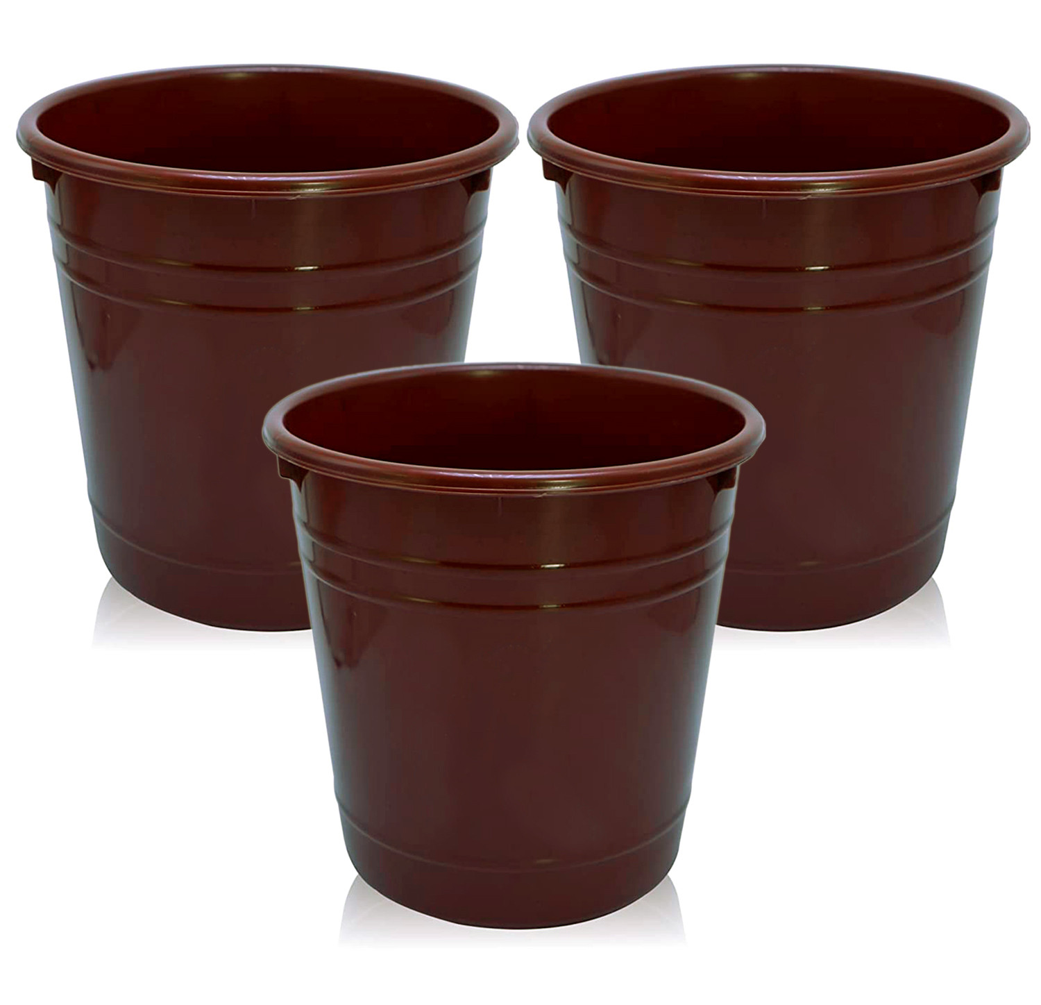 Kuber Industries Plastic Dustbin|Portable Garbage Basket & Round Trash Can for Home,Kitchen,Office,College,5 Ltr.(Brown)