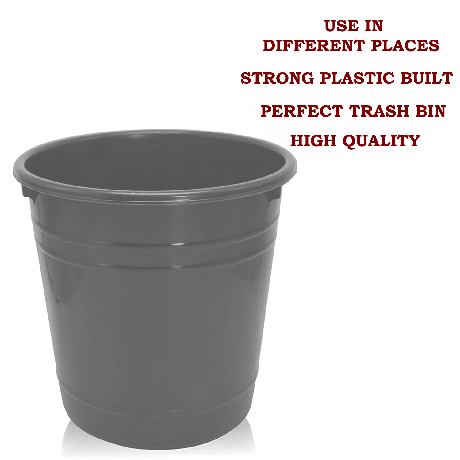 Kuber Industries Plastic Dustbin|Portable Garbage Basket & Round Trash Can for Home,Kitchen,Office,College,5 Ltr.(Gray)