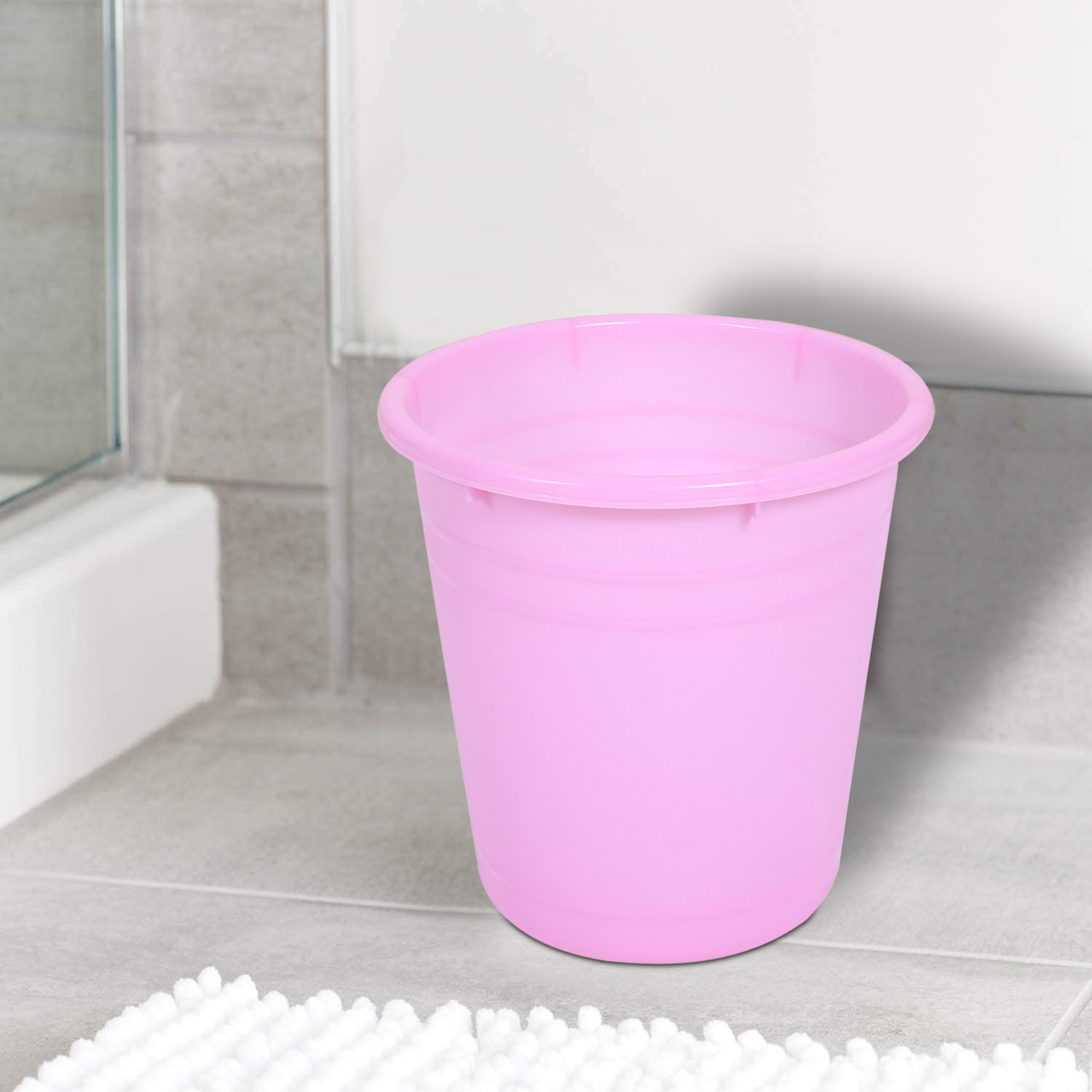 Kuber Industries Plastic Dustbin|Portable Garbage Basket & Round Trash Can for Home,Kitchen,Office,College,10 Ltr.(Pink)