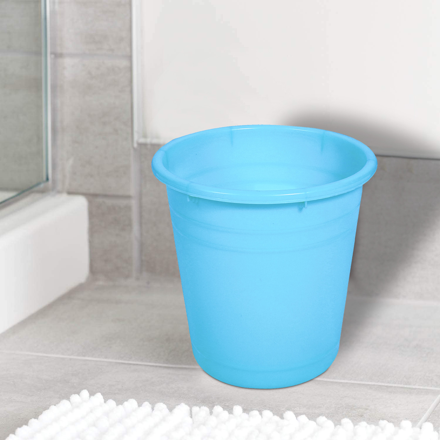 Kuber Industries Plastic Dustbin|Portable Garbage Basket & Round Trash Can for Home,Kitchen,Office,College,10 Ltr.(Sky Blue)