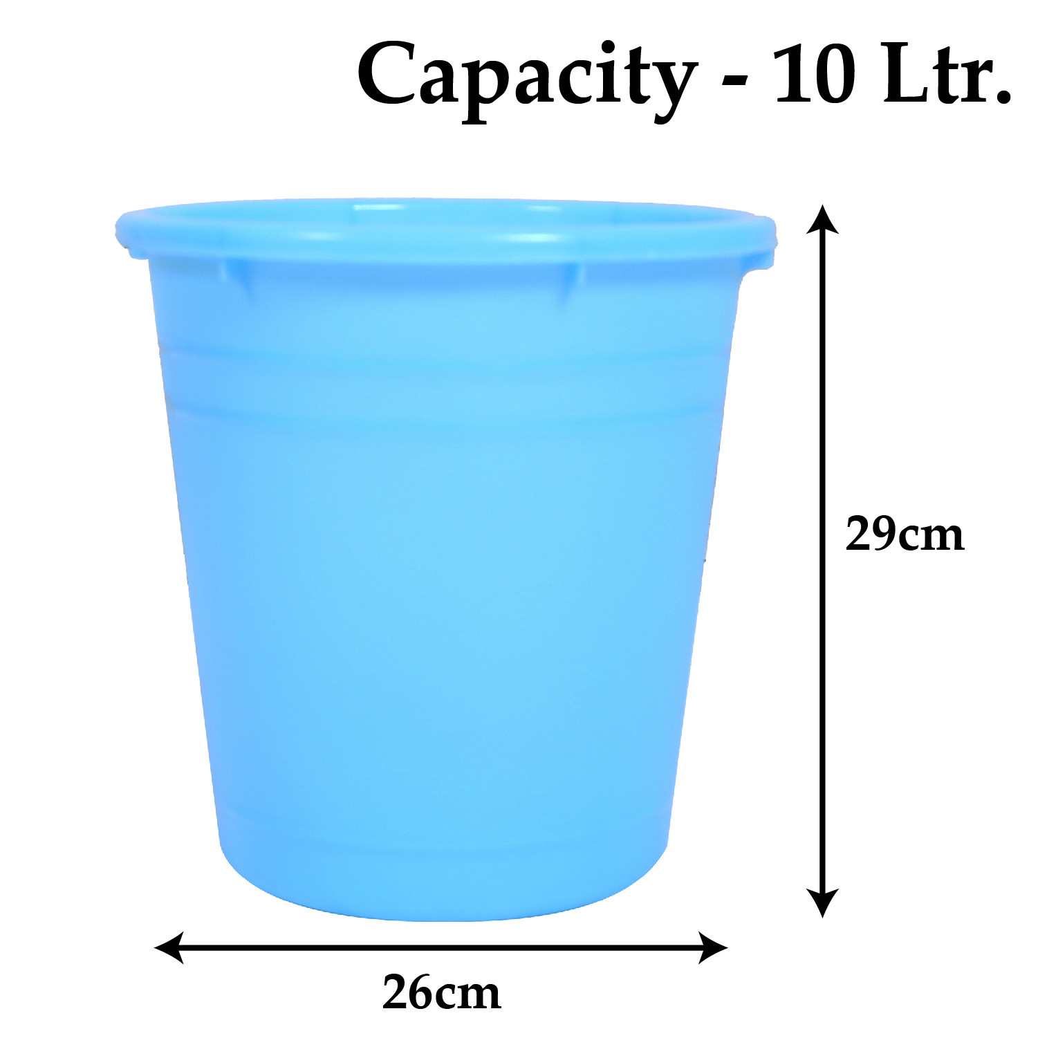 Kuber Industries Plastic Dustbin|Portable Garbage Basket & Round Trash Can for Home,Kitchen,Office,College,10 Ltr.(Sky Blue)