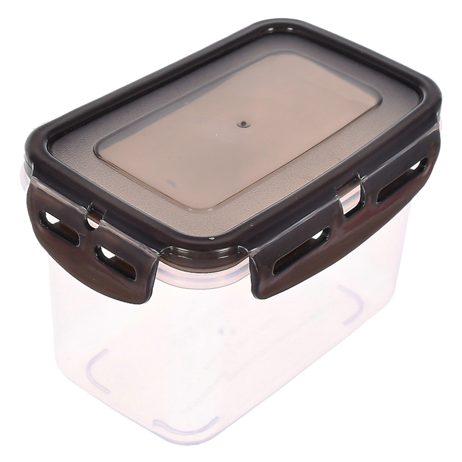 Kuber Industries Plastic Food Storage Container/Box For cookies, nuts, beans, chutneys With Airtight Lock Lid, 600ml (Black)-46KM0523
