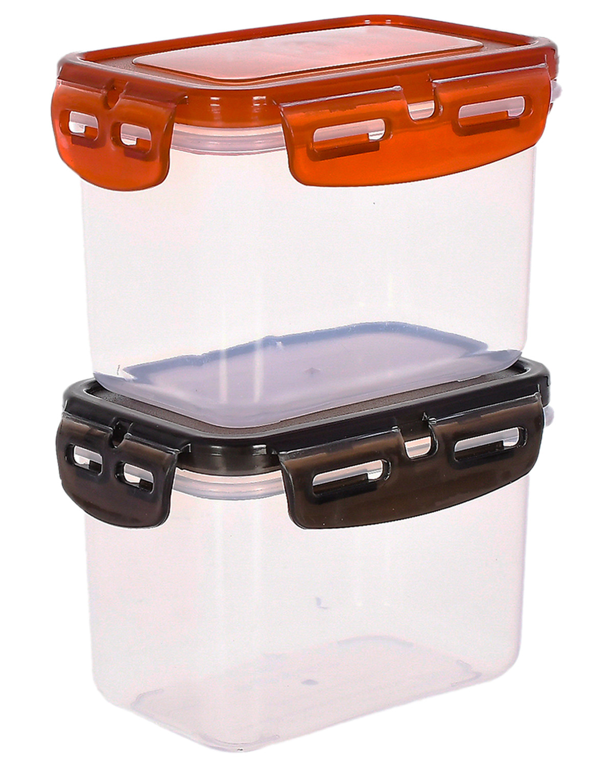 Kuber Industries Plastic Food Storage Container/Box For cookies, nuts, beans, chutneys With Airtight Lock Lid, 600ml(Black & Brown)-46KM0541