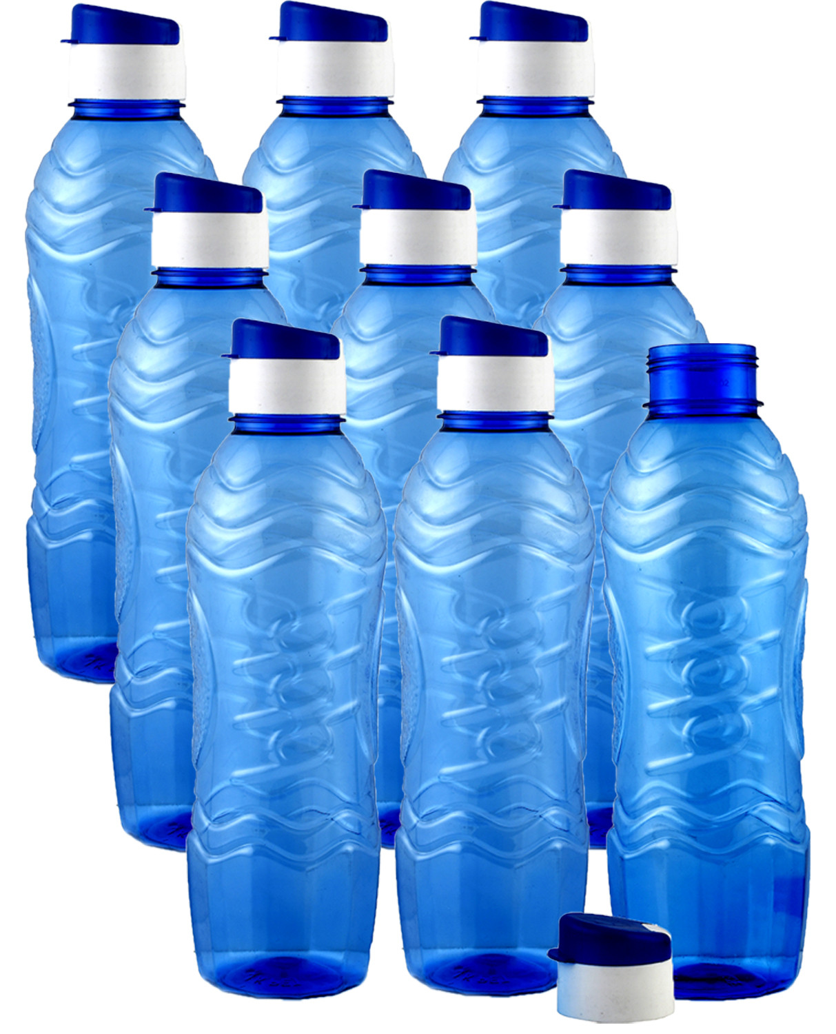 Kuber Industries Plastic Fridge Water Bottle Set with Flip Cap (1000ml, Blue)-KUBMART1348