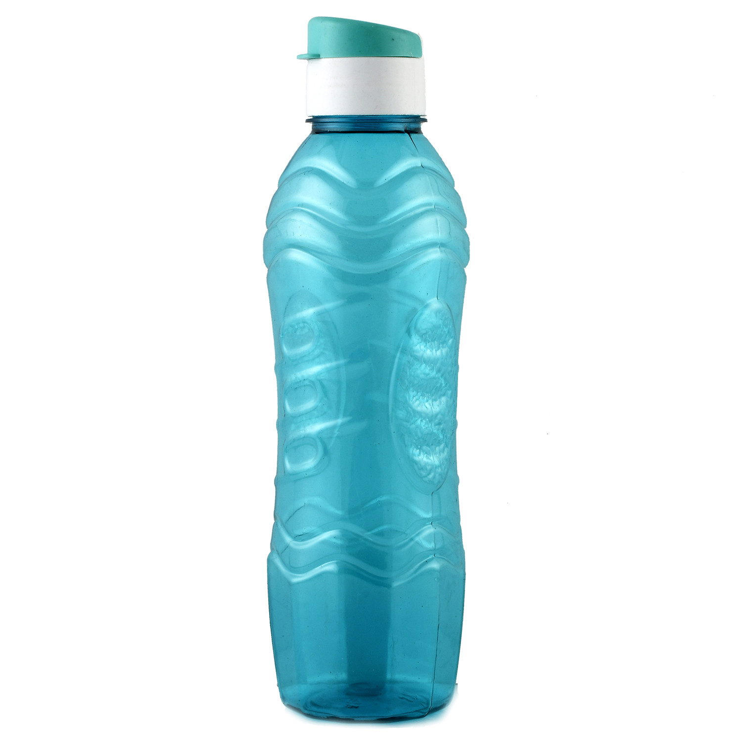 Kuber Industries Plastic Fridge Water Bottle Set with Flip Cap (1000ml, Green & Sky Blue)-KUBMART1450