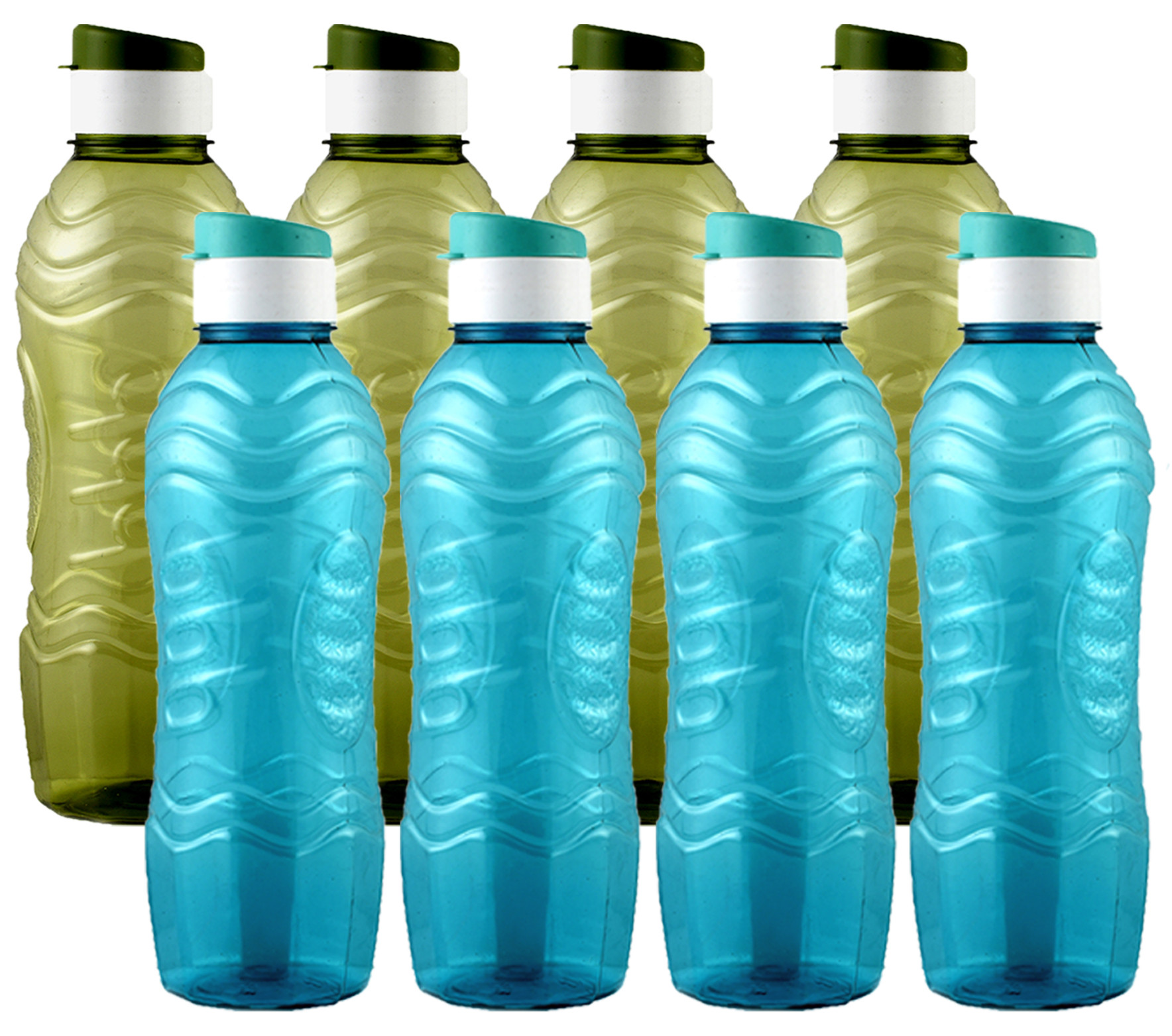 Kuber Industries Plastic Fridge Water Bottle Set with Flip Cap (1000ml, Green & Sky Blue)-KUBMART1450