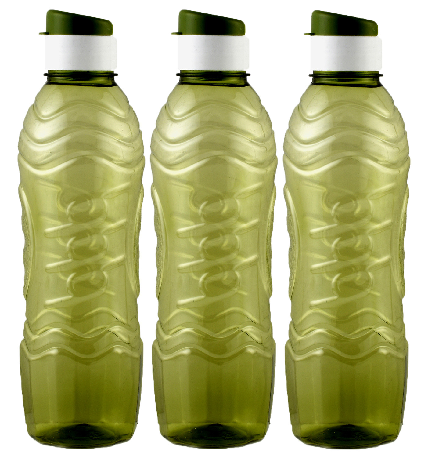 Kuber Industries Plastic Fridge Water Bottle Set with Flip Cap (1000ml, Green)-KUBMART1360