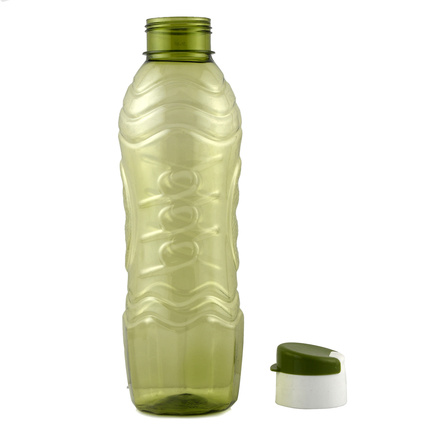 Kuber Industries Plastic Fridge Water Bottle Set with Flip Cap (1000ml, Green)-KUBMART1360