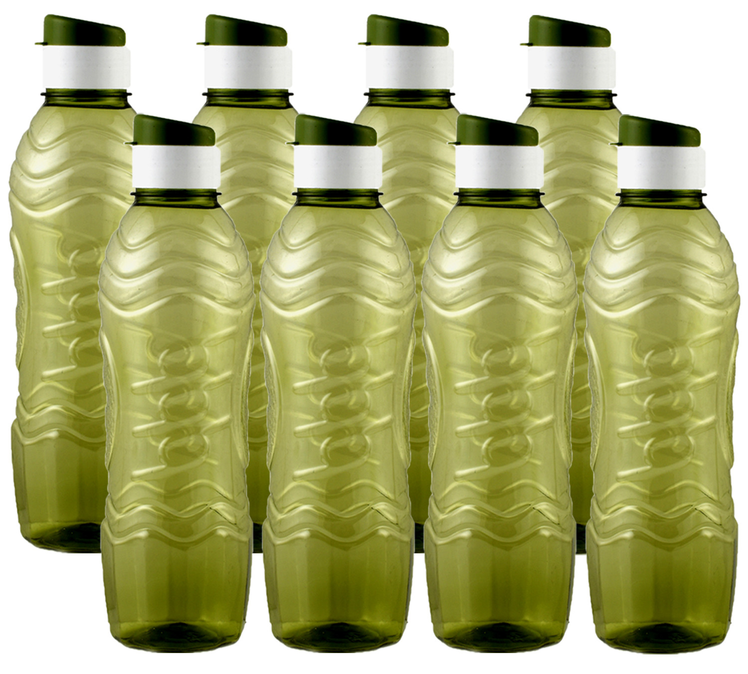 Kuber Industries Plastic Fridge Water Bottle Set with Flip Cap (1000ml, Green)-KUBMART1360