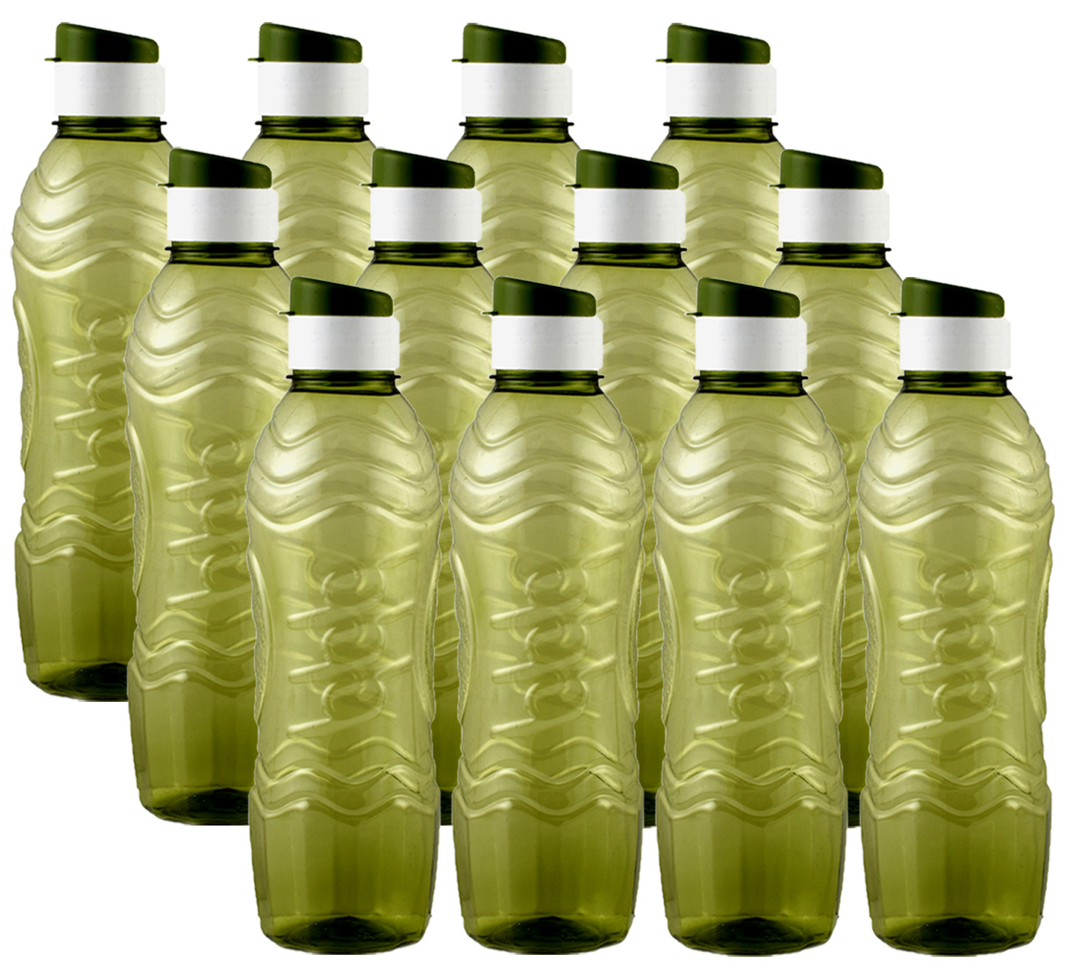 Kuber Industries Plastic Fridge Water Bottle Set with Flip Cap (1000ml, Green)-KUBMART1360