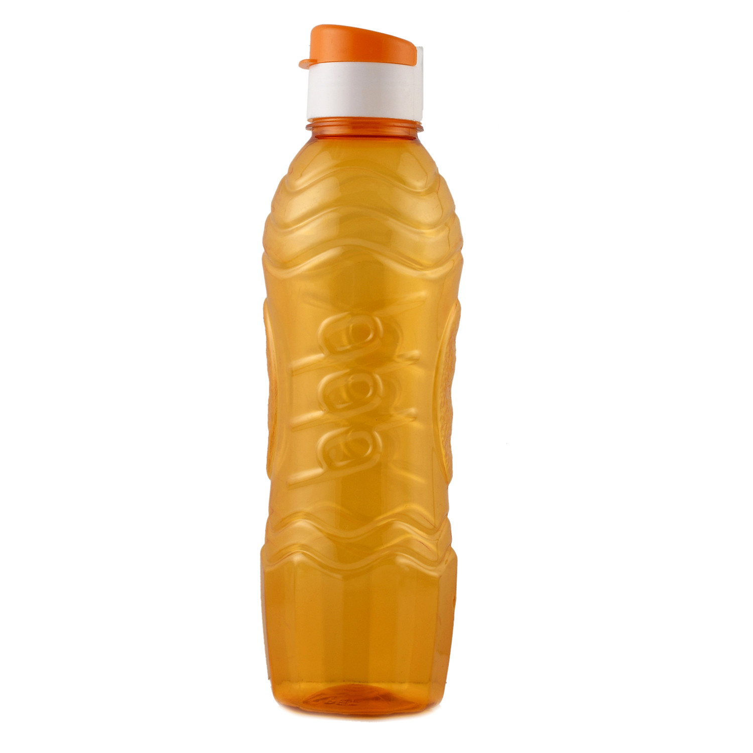 Kuber Industries Plastic Fridge Water Bottle Set with Flip Cap (1000ml, Orange)-KUBMART1396