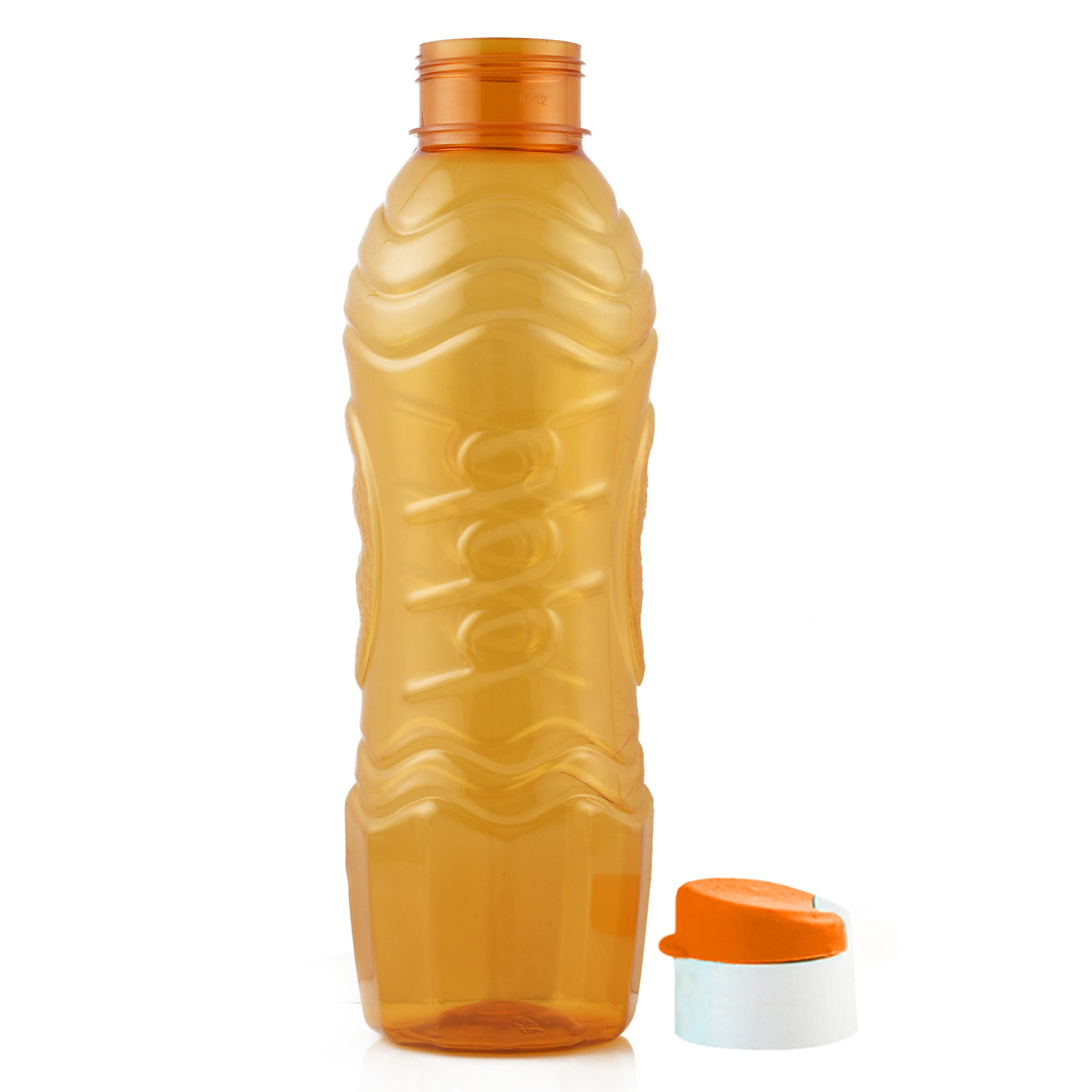 Kuber Industries Plastic Fridge Water Bottle Set with Flip Cap (1000ml, Orange)-KUBMART1396
