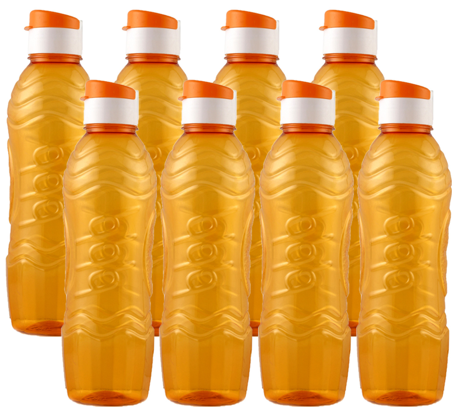 Kuber Industries Plastic Fridge Water Bottle Set with Flip Cap (1000ml, Orange)-KUBMART1396