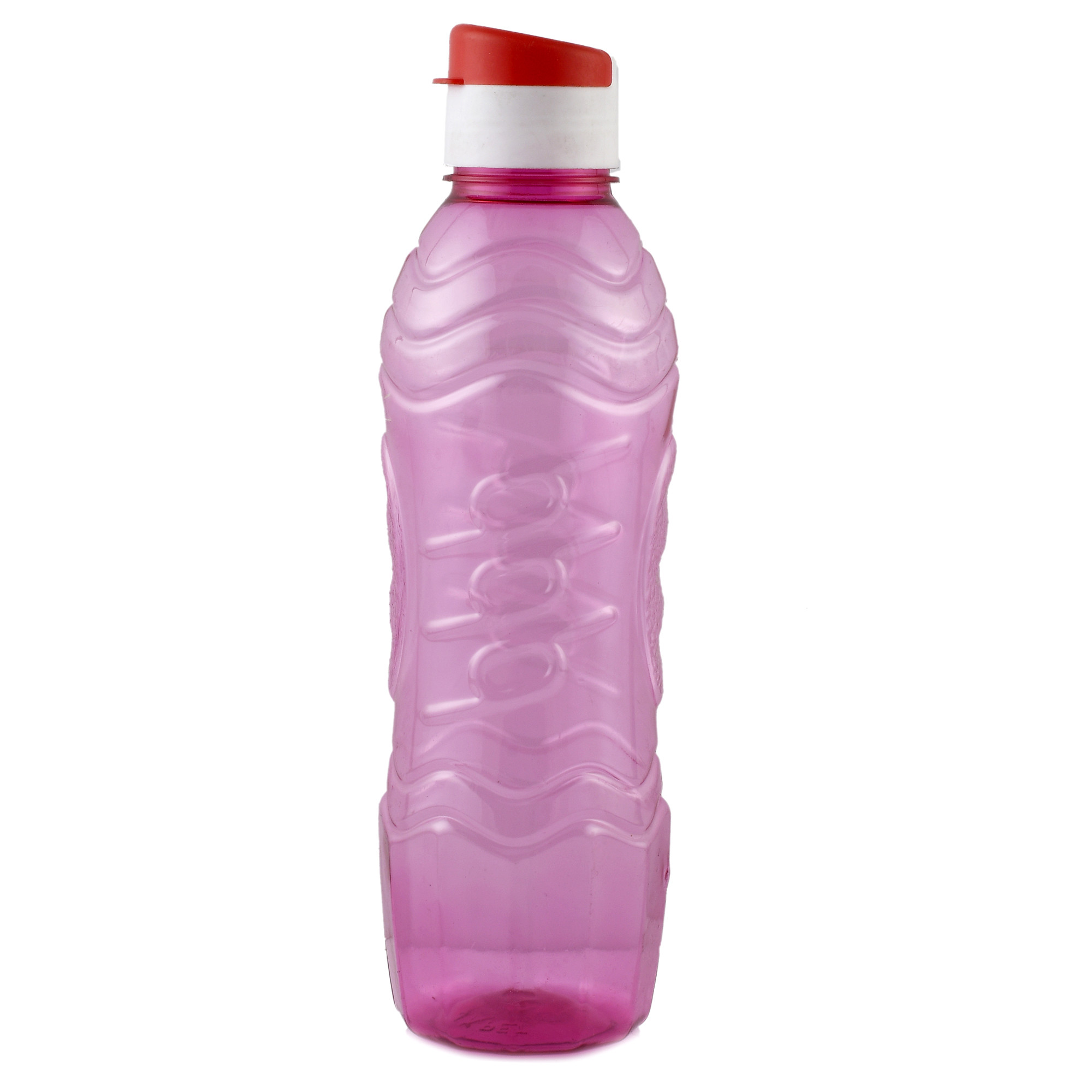 Kuber Industries Plastic Fridge Water Bottle Set with Flip Cap (1000ml, Pink & Orange)-KUBMART1492