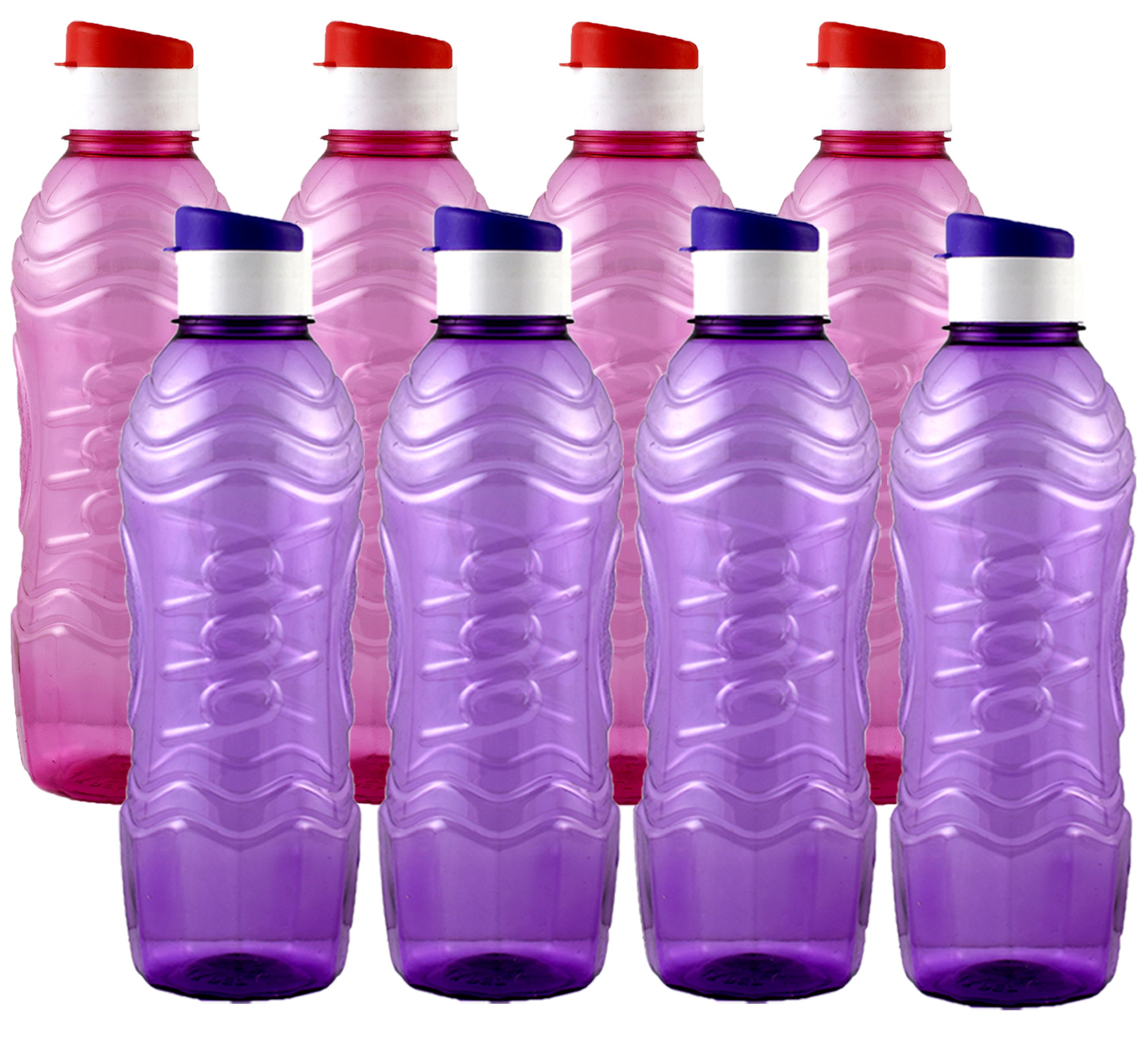 Kuber Industries Plastic Fridge Water Bottle Set with Flip Cap (1000ml, Pink & Purple)-KUBMART1498