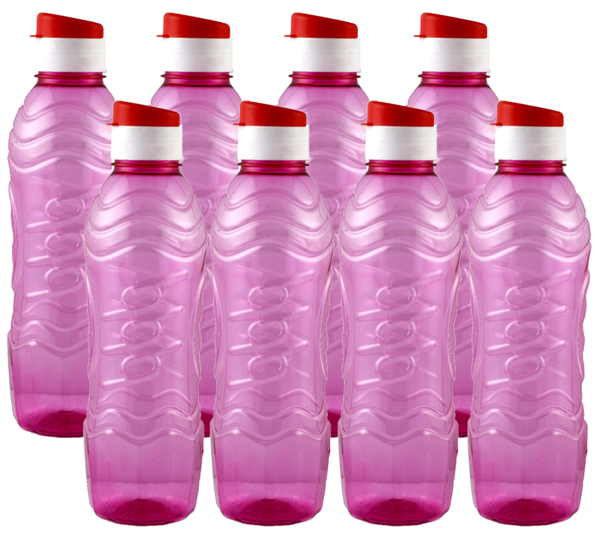 Kuber Industries Plastic Fridge Water Bottle Set with Flip Cap (1000ml, Pink)-KUBMART1384