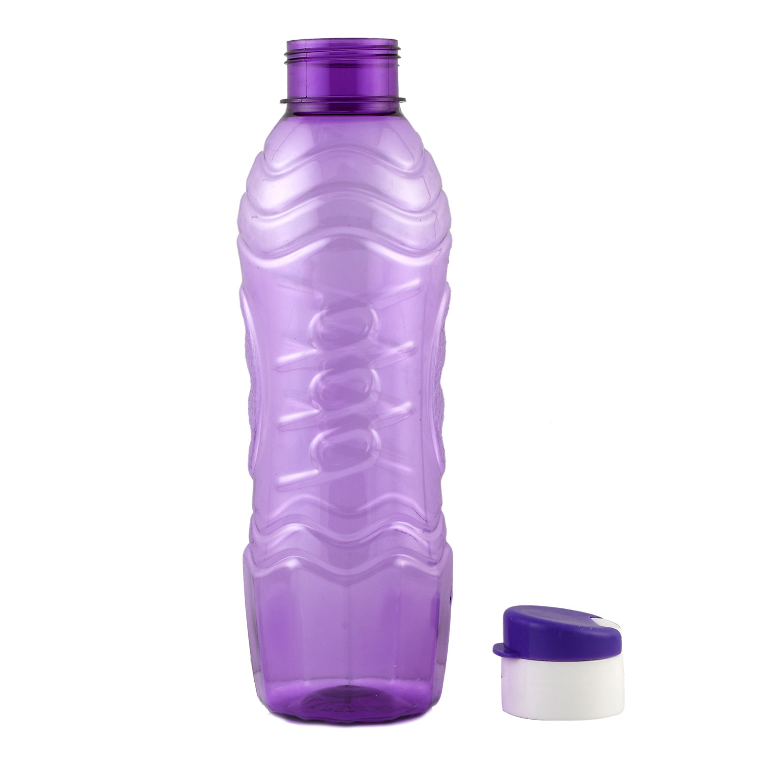 Kuber Industries Plastic Fridge Water Bottle Set with Flip Cap (1000ml, Purple)-KUBMART1408