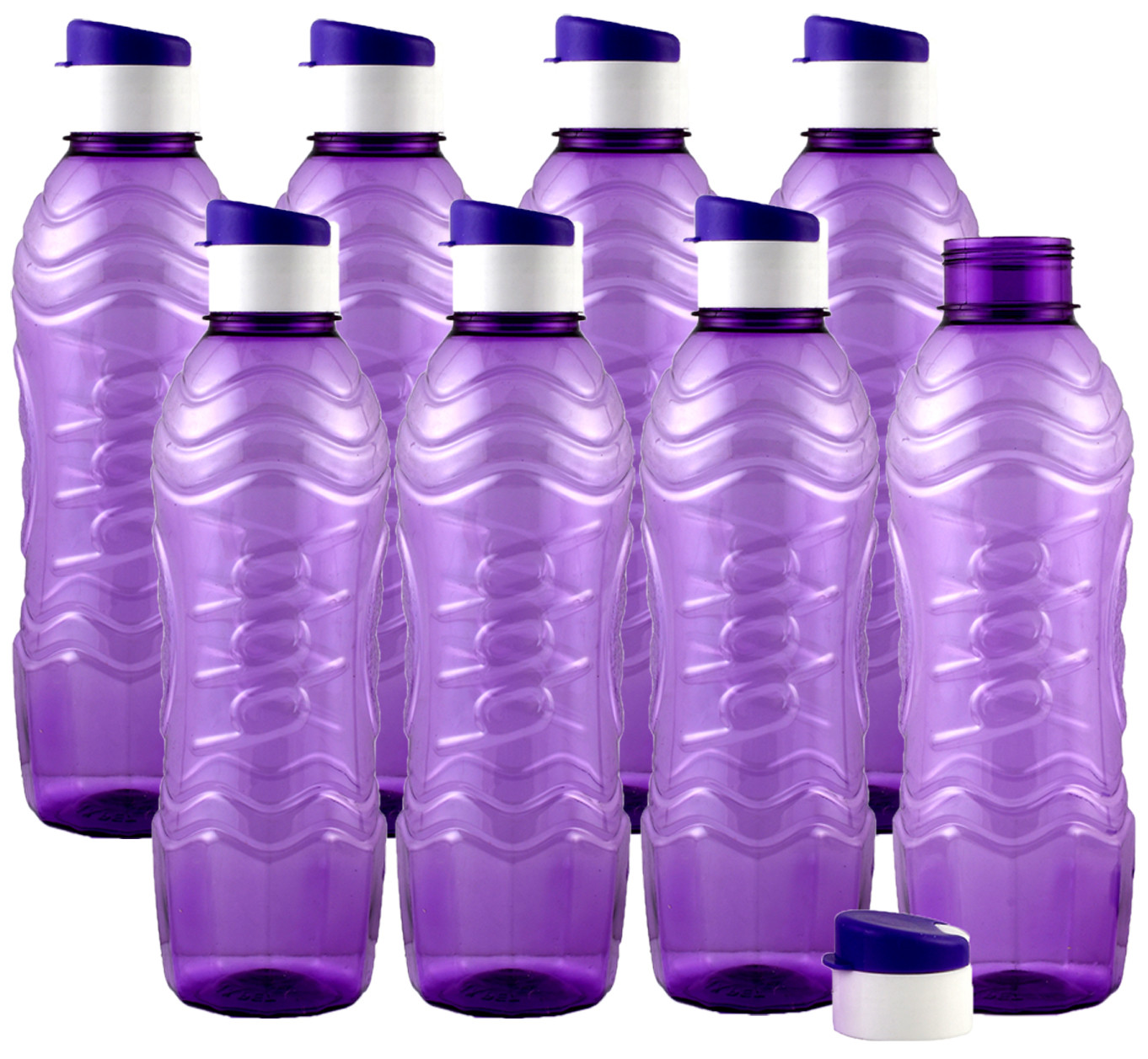 Kuber Industries Plastic Fridge Water Bottle Set with Flip Cap (1000ml, Purple)-KUBMART1408