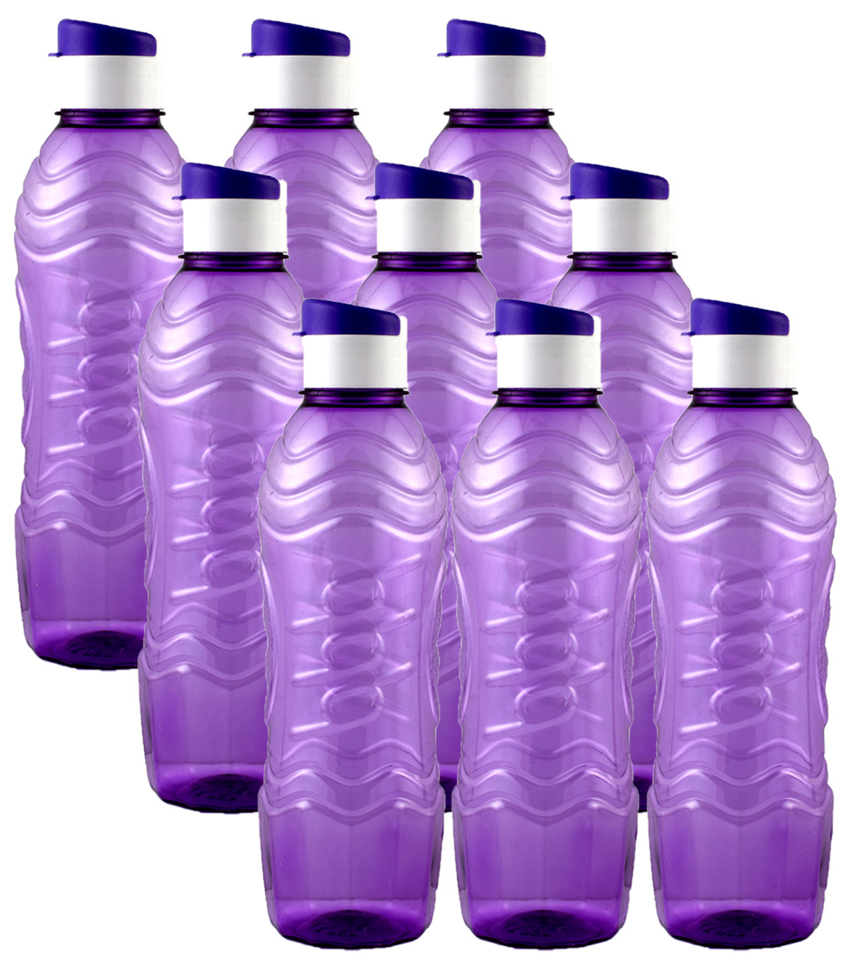 Kuber Industries Plastic Fridge Water Bottle Set with Flip Cap (1000ml, Purple)-KUBMART1408