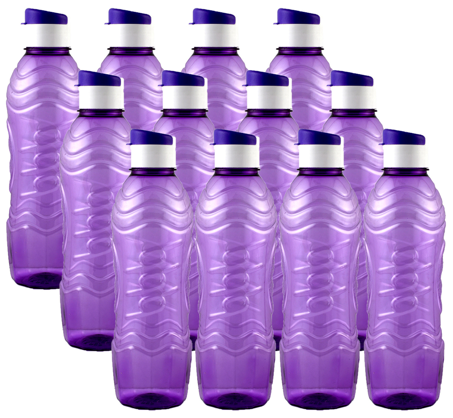 Kuber Industries Plastic Fridge Water Bottle Set with Flip Cap (1000ml, Purple)-KUBMART1408