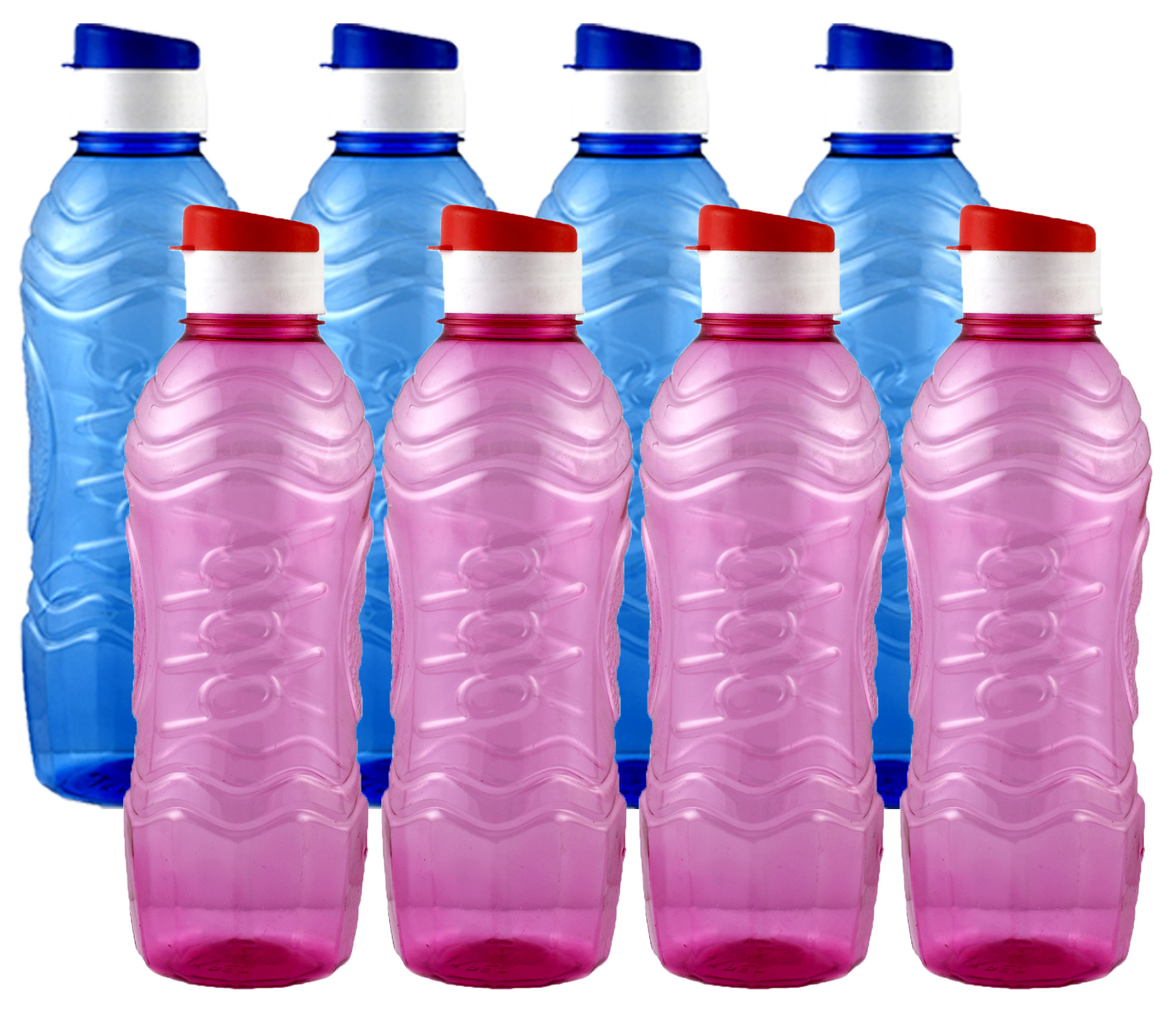 Kuber Industries Plastic Fridge Water Bottle Set with Flip Cap (1000ml, Sky Blue & Pink)-KUBMART1474