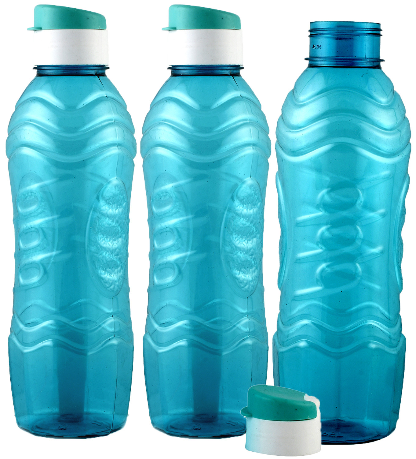 Kuber Industries Plastic Fridge Water Bottle Set with Flip Cap (1000ml, Sky Blue)-KUBMART1372