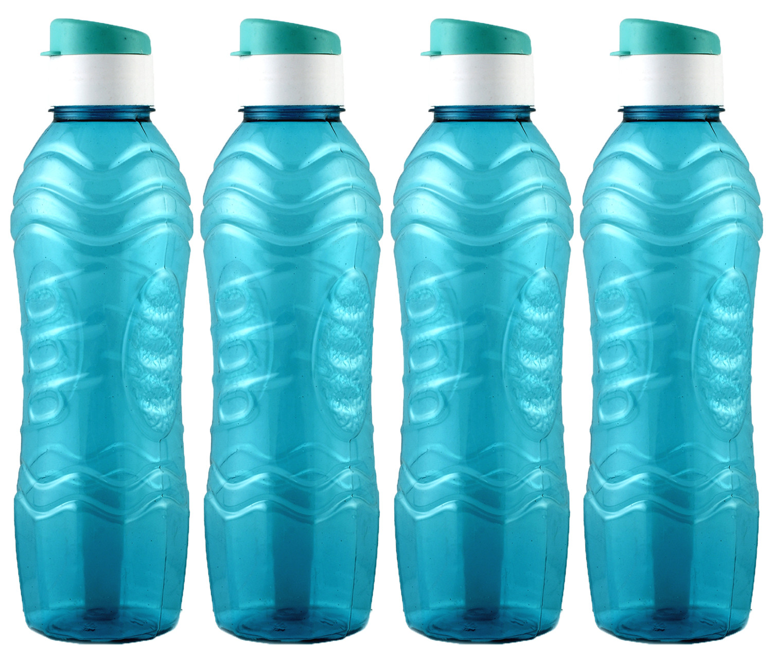 Kuber Industries Plastic Fridge Water Bottle Set with Flip Cap (1000ml, Sky Blue)-KUBMART1372
