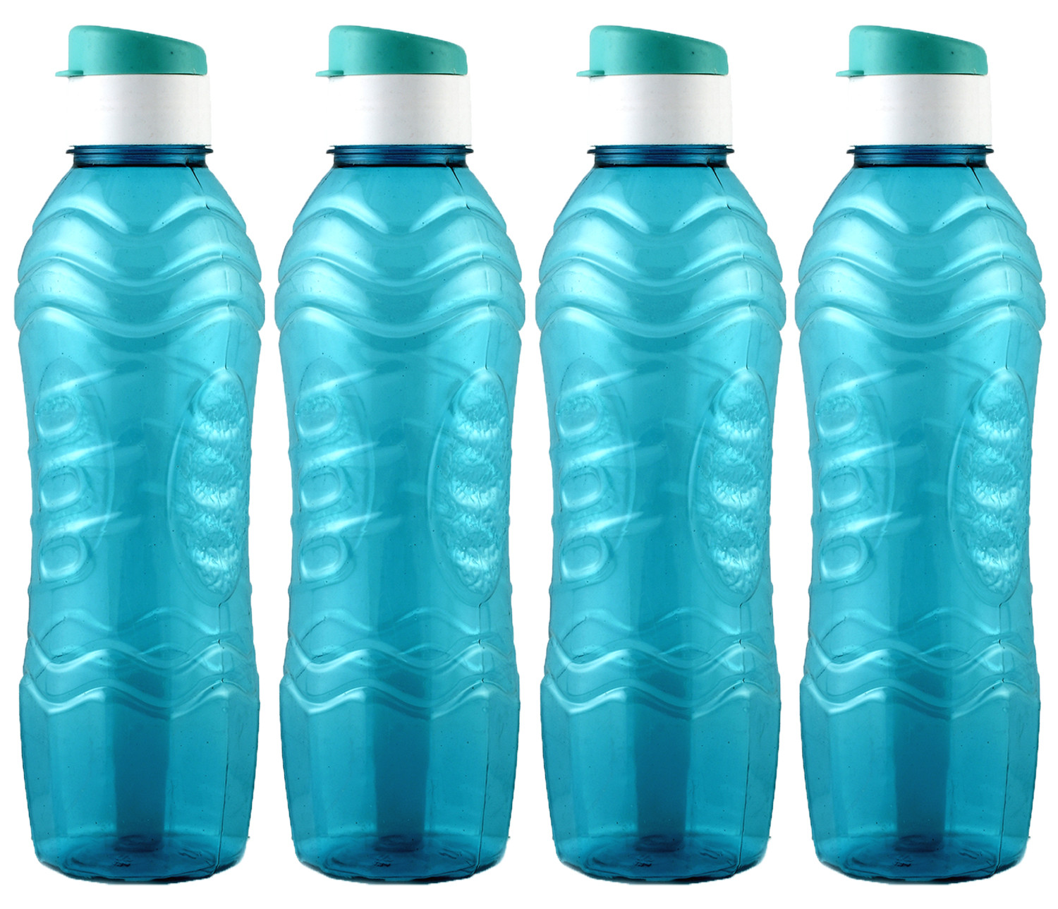 Kuber Industries Plastic Fridge Water Bottle Set with Flip Cap (1000ml, Sky Blue)-KUBMART1372
