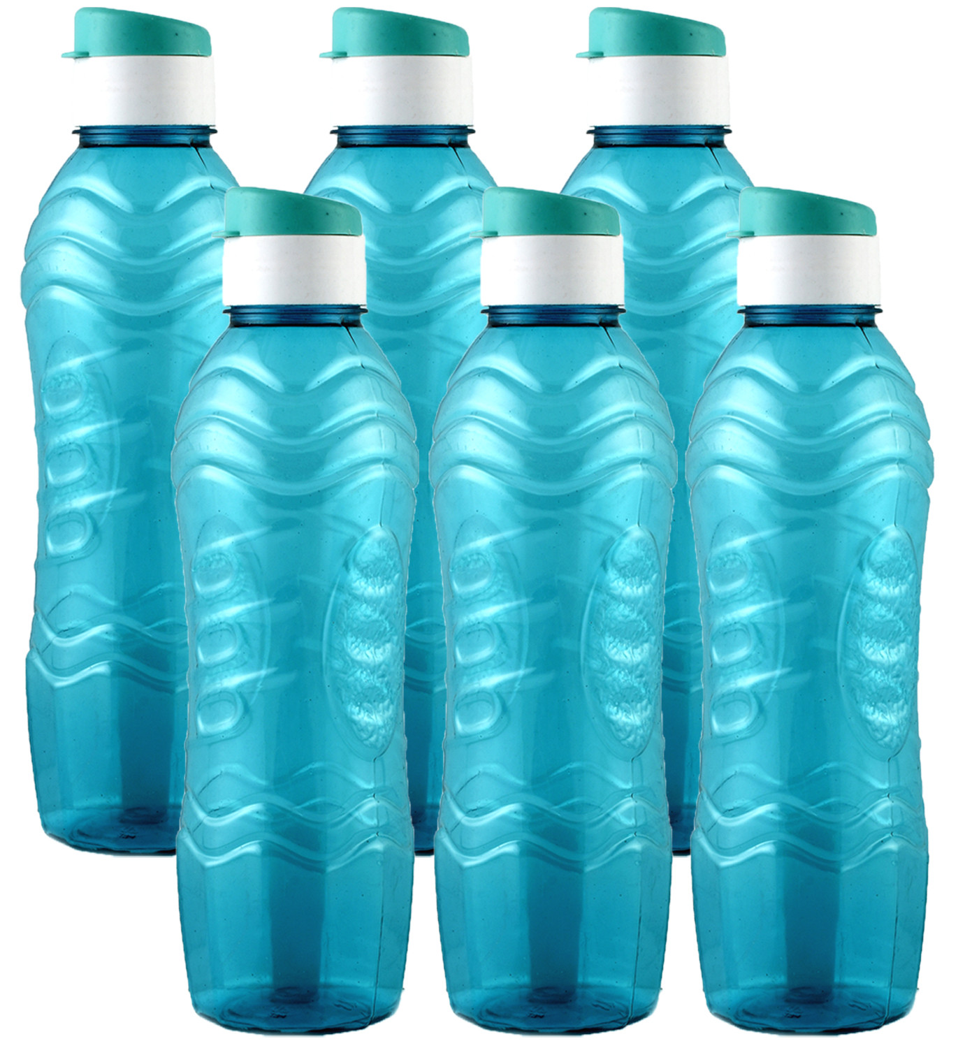 Kuber Industries Plastic Fridge Water Bottle Set with Flip Cap (1000ml, Sky Blue)-KUBMART1372