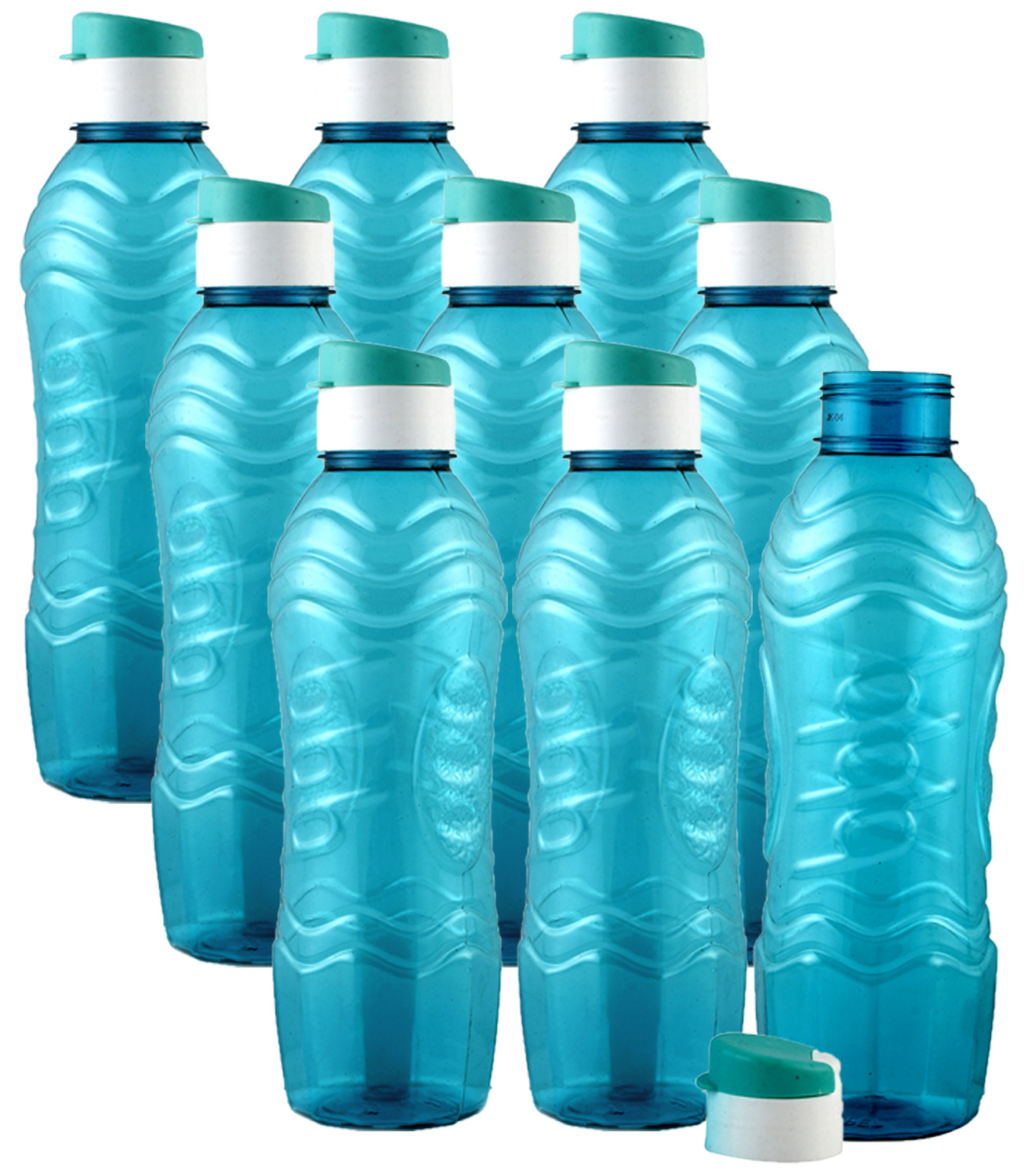 Kuber Industries Plastic Fridge Water Bottle Set with Flip Cap (1000ml, Sky Blue)-KUBMART1372