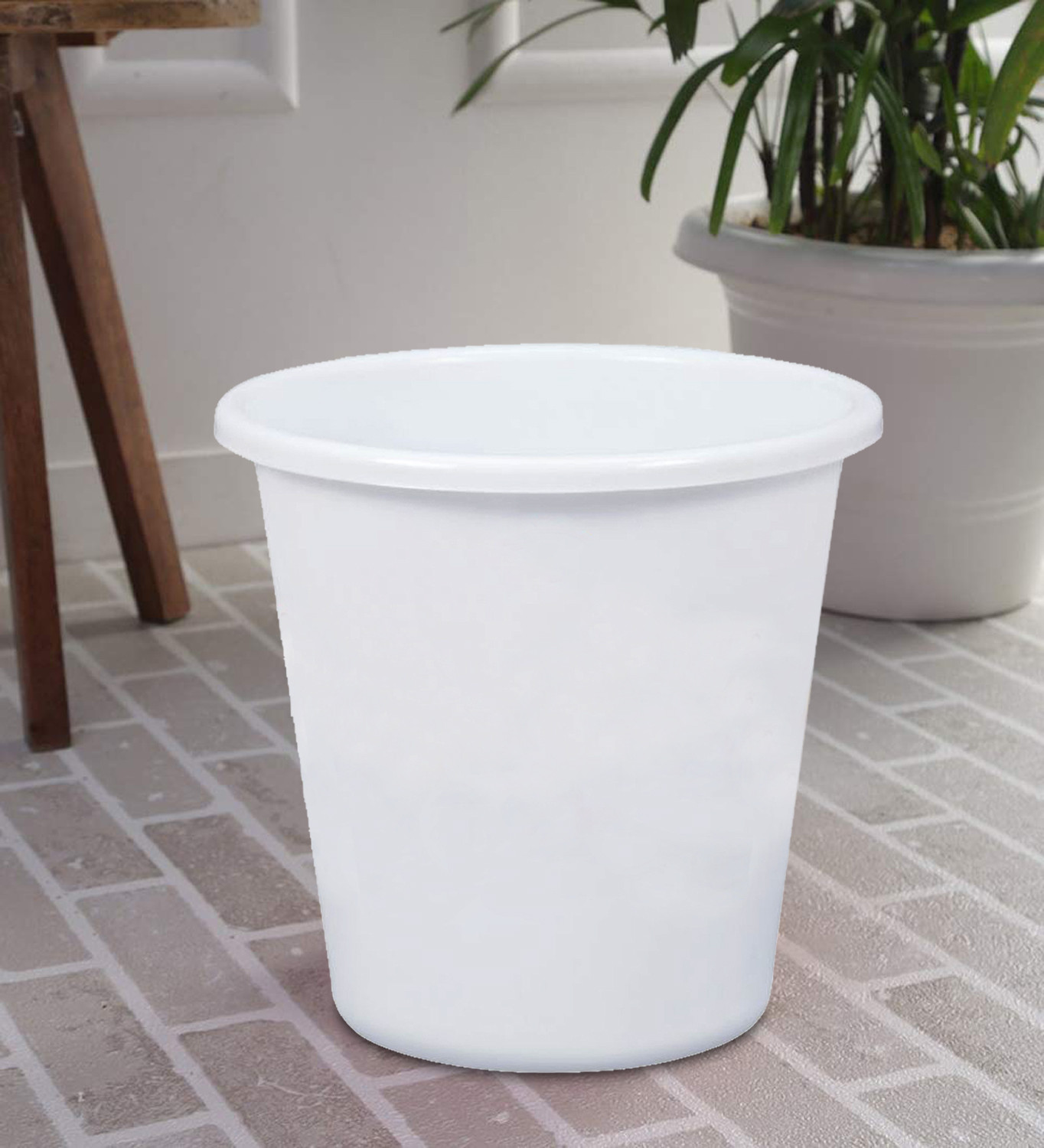 Kuber Industries Plastic Garbage Waste Dustbin/Recycling Bin for Home, Office, Factory, 5 Liters (White)-KUBMRT11741