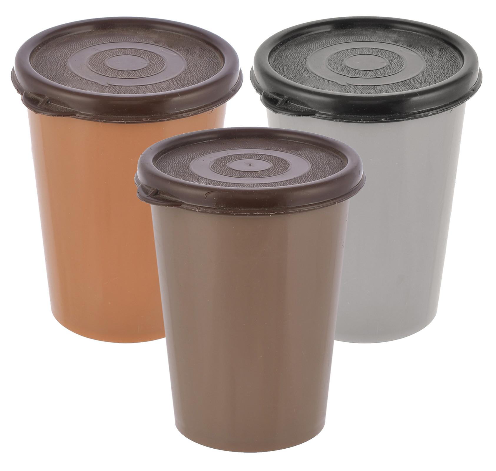 Kuber Industries Plastic Glass/Tumbler With Lid, 300ml-(Brown & Coffee)-HS43KUBMART25681