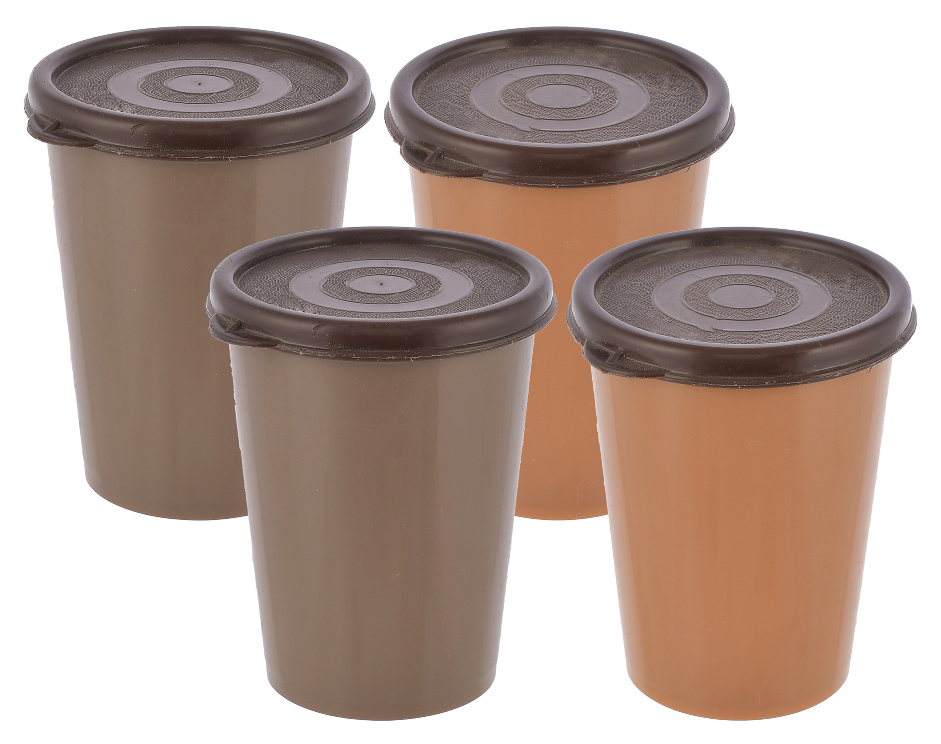 Kuber Industries Plastic Glass/Tumbler With Lid, 300ml-(Brown & Coffee)-HS43KUBMART25681