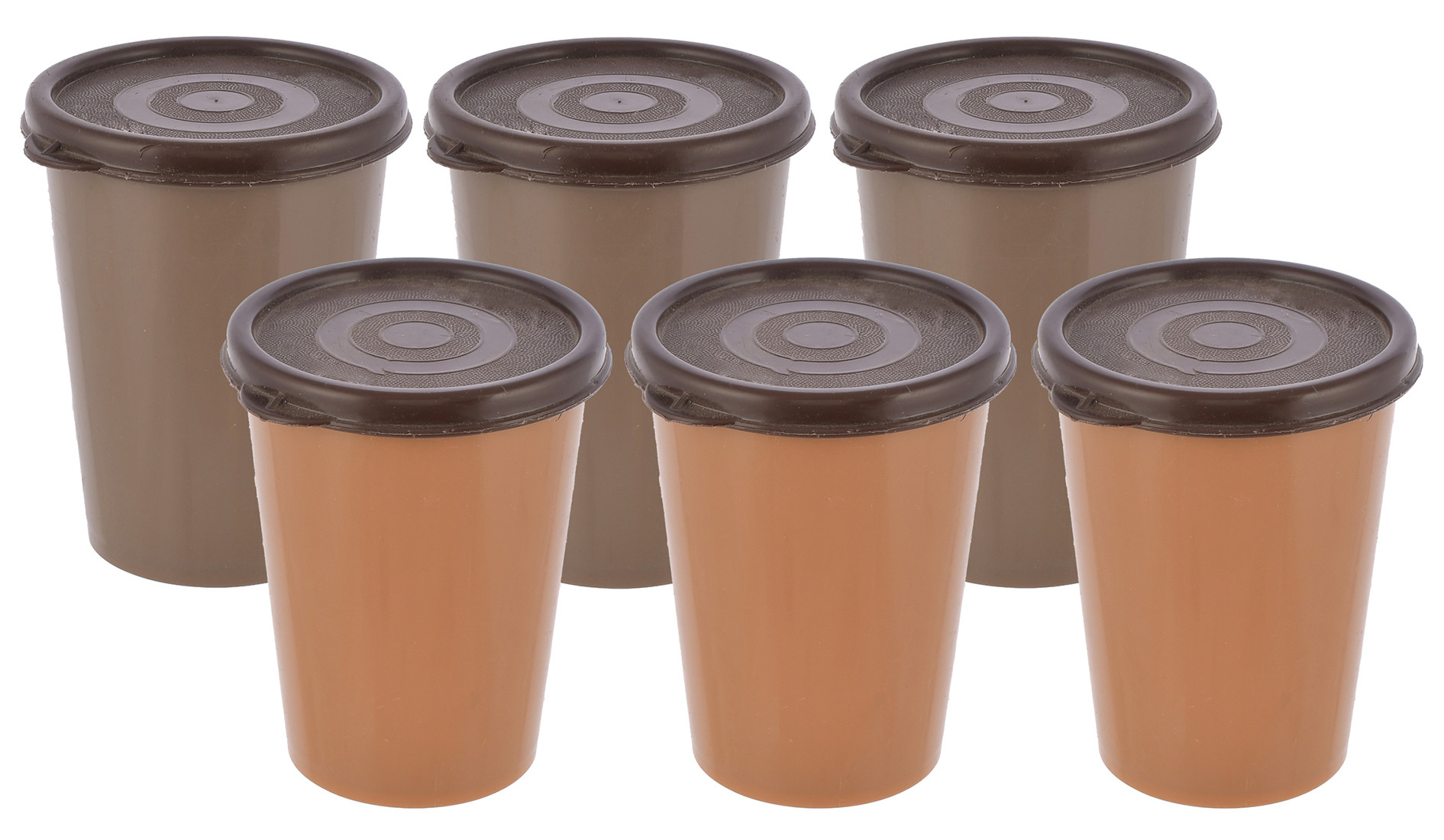 Kuber Industries Plastic Glass/Tumbler With Lid, 300ml-(Brown & Coffee)-HS43KUBMART25681