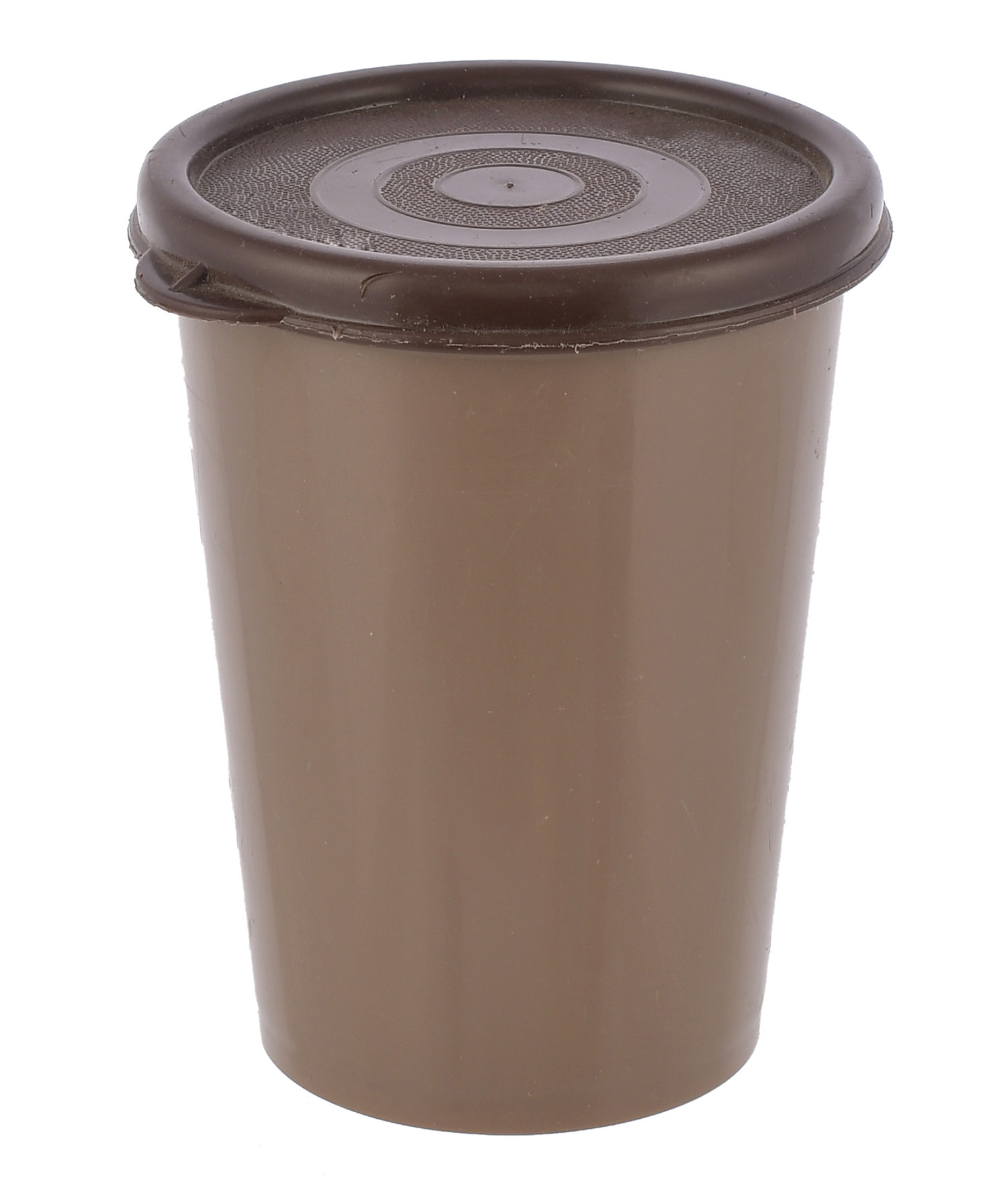Kuber Industries Plastic Glass/Tumbler With Lid, 300ml-(Brown)-HS43KUBMART25659