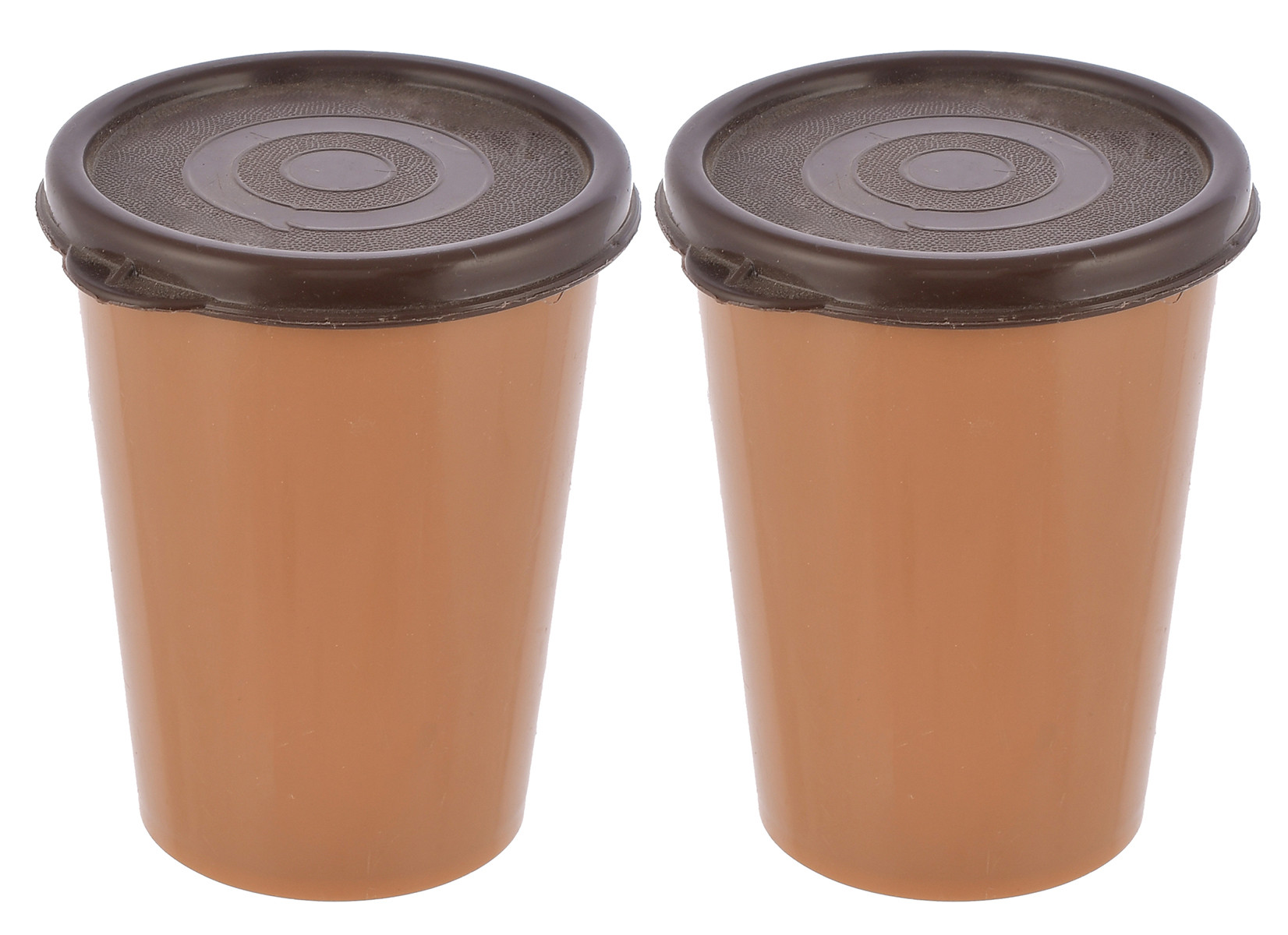 Kuber Industries Plastic Glass/Tumbler With Lid, 300ml-(Coffee)-HS43KUBMART25671