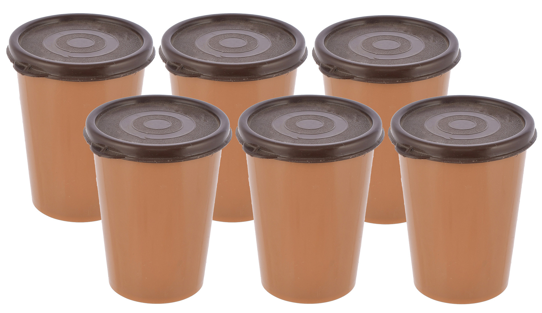 Kuber Industries Plastic Glass/Tumbler With Lid, 300ml-(Coffee)-HS43KUBMART25671